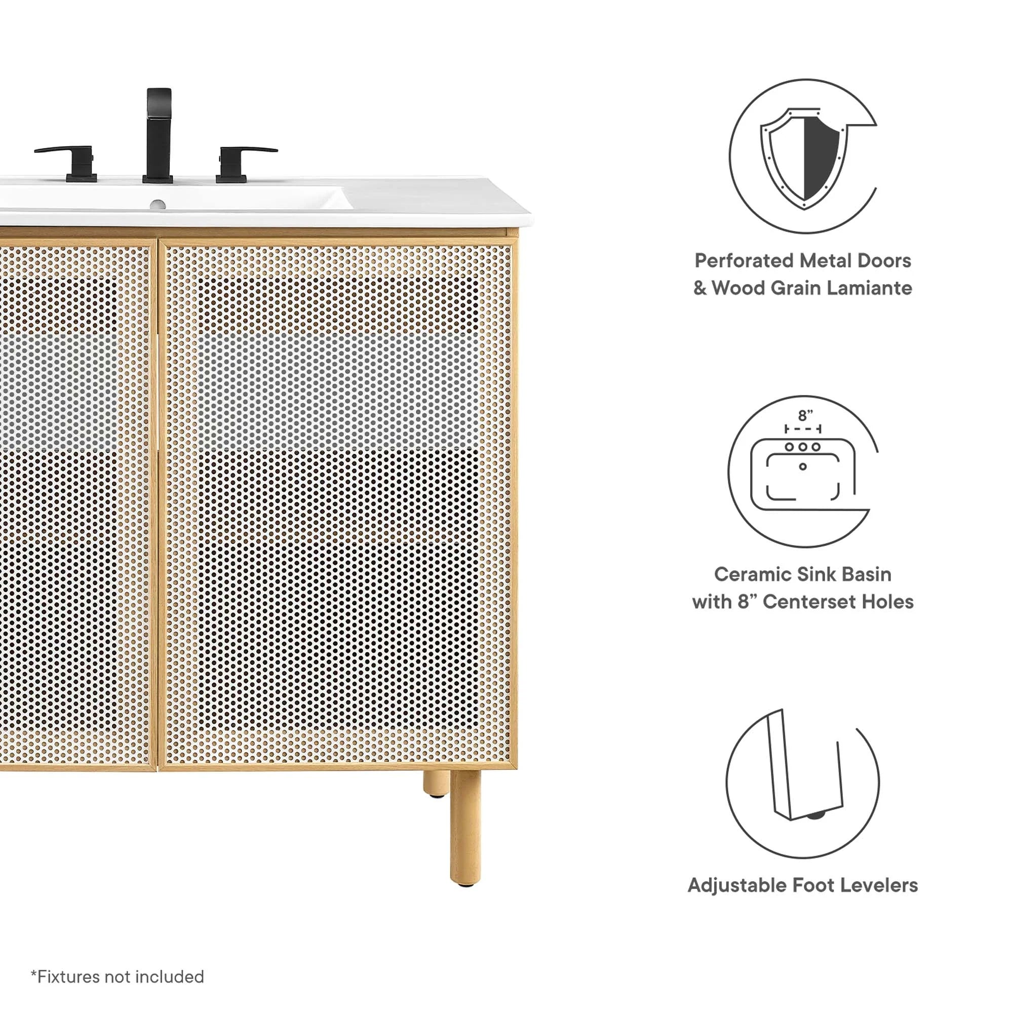 Calla Perforated Metal Bathroom Vanity Basin Included