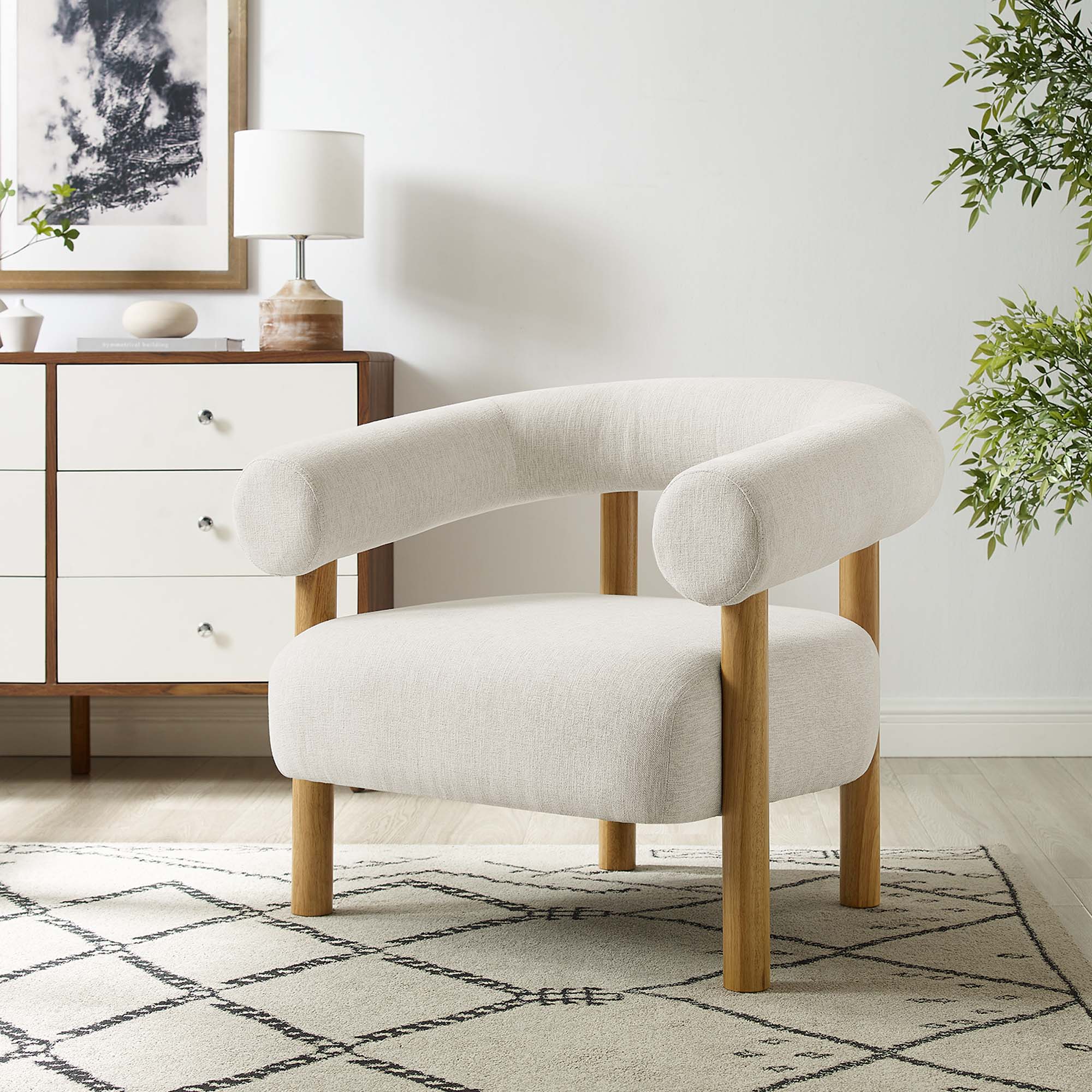 Fauteuil en tissu rembourré Sable