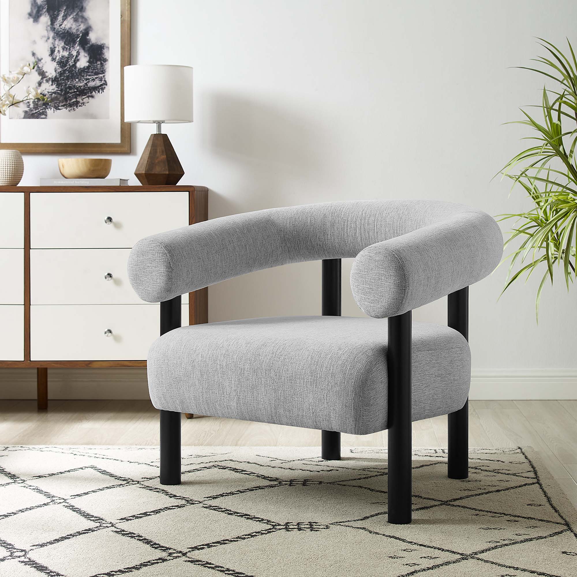 Fauteuil en tissu rembourré Sable