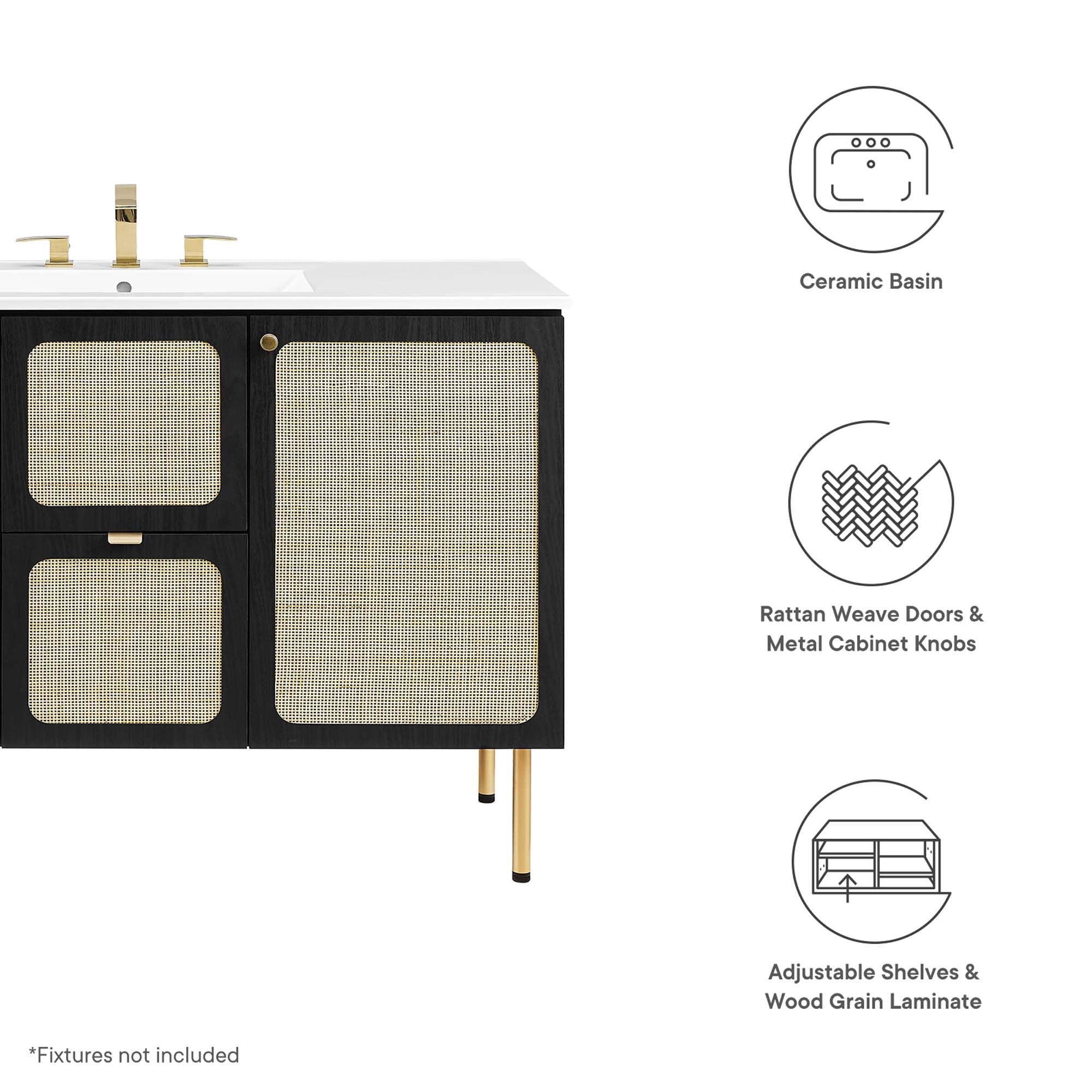 Chaucer Bathroom Vanity with White Basin Included