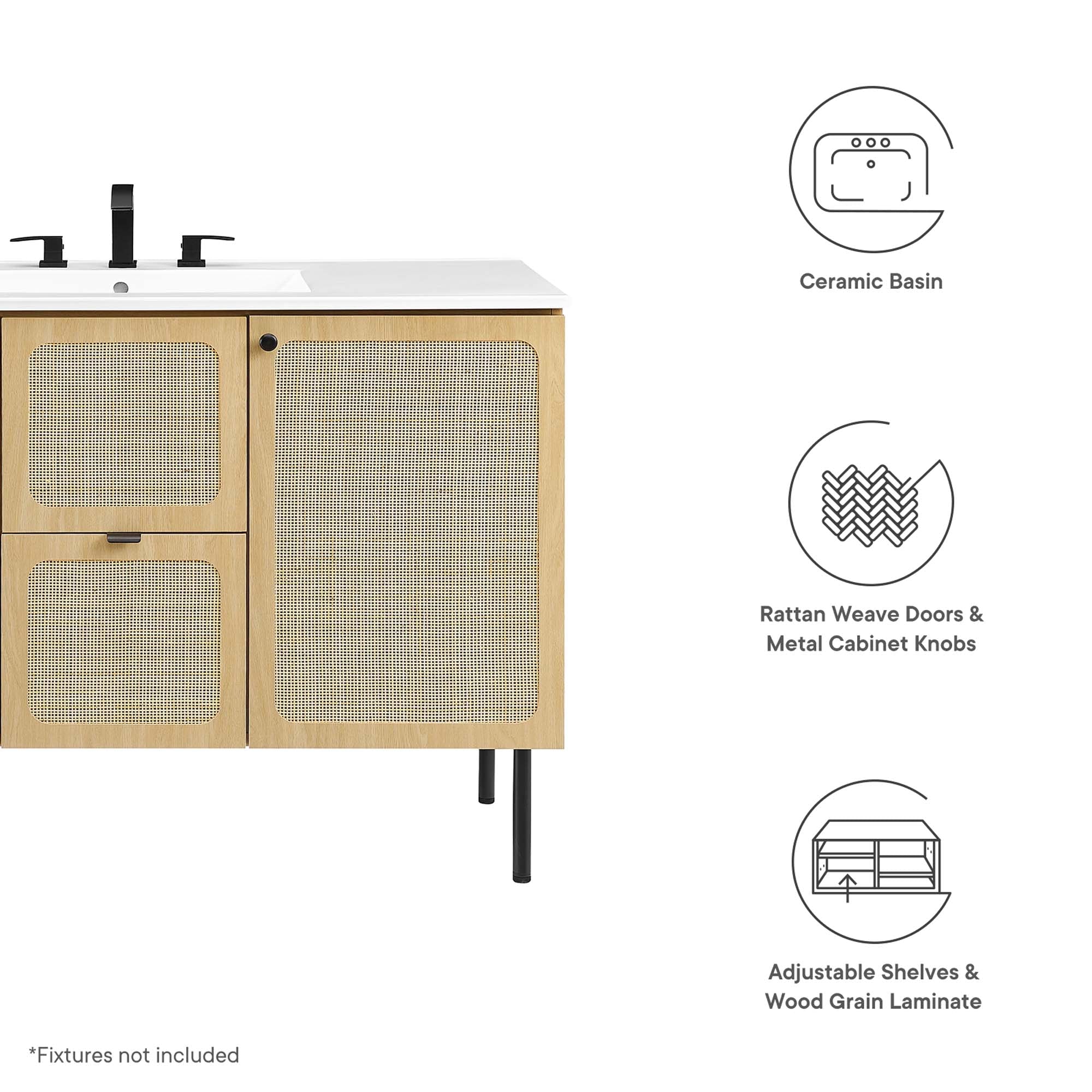 Chaucer Bathroom Vanity with White Basin Included