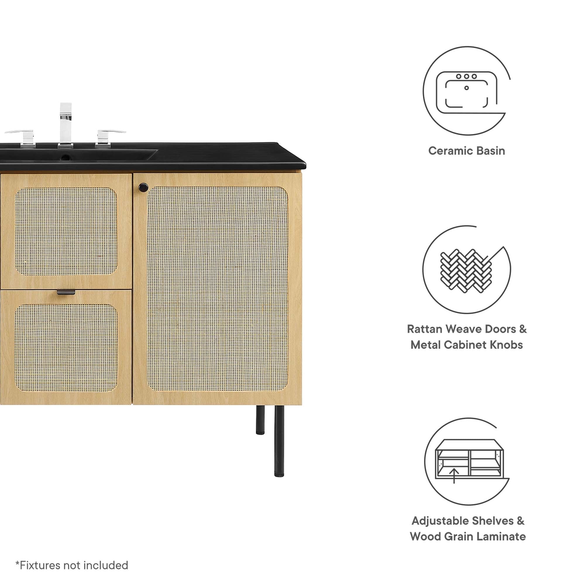 Chaucer Bathroom Vanity with Black Basin Included