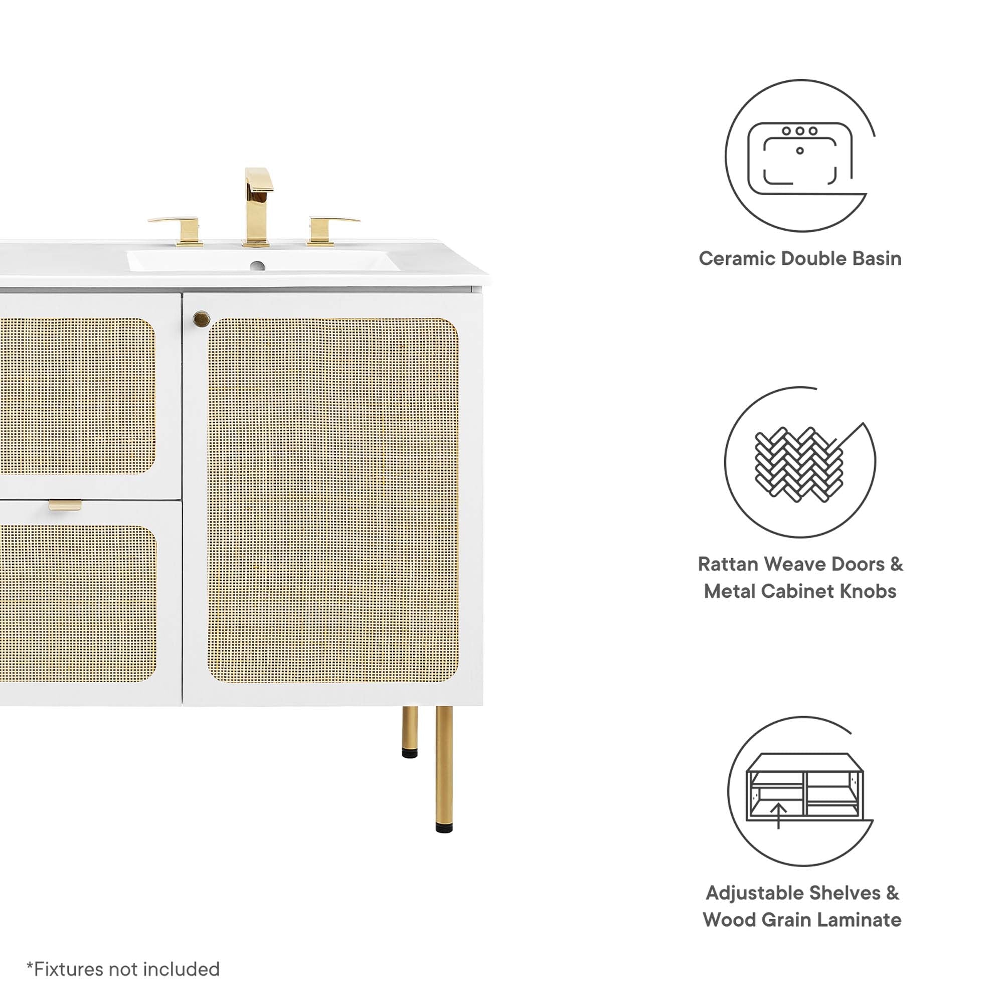 Chaucer Bathroom Vanity with White Basin Included