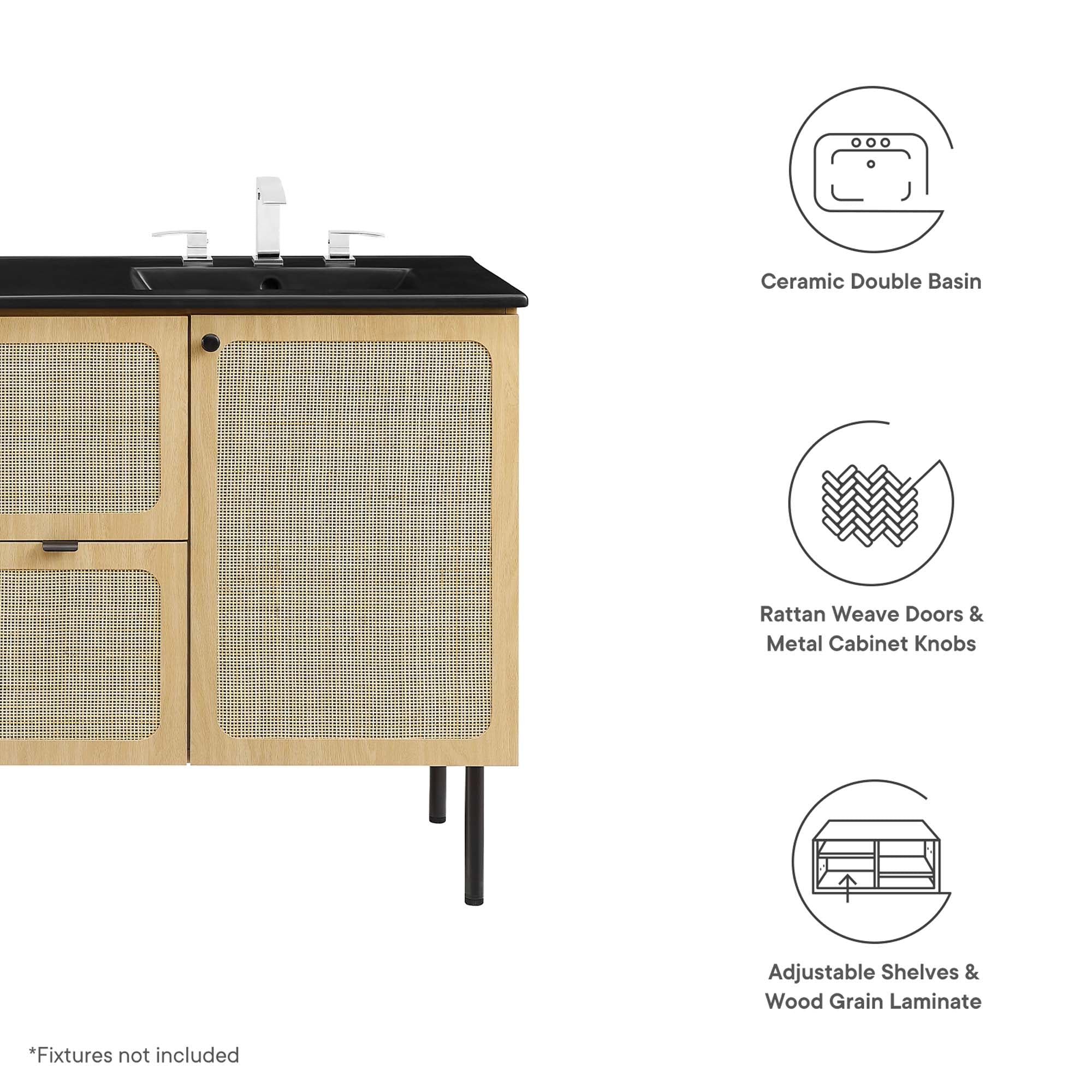 Chaucer Bathroom Vanity with Black Basin Included