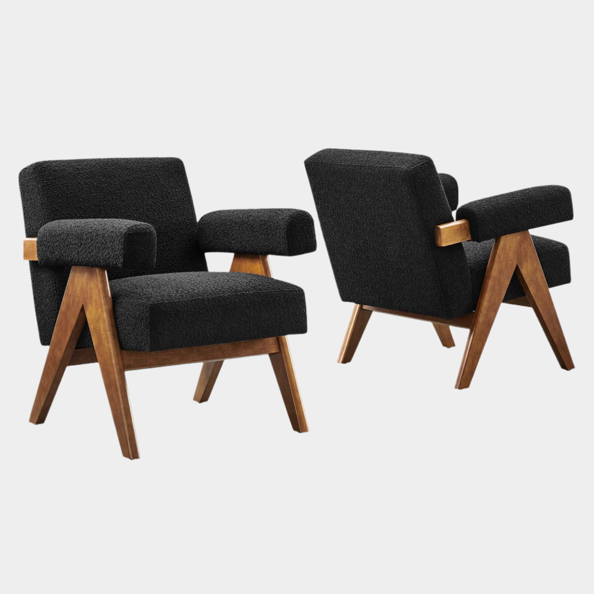 Lot de 2 fauteuils en tissu bouclé Lyra 