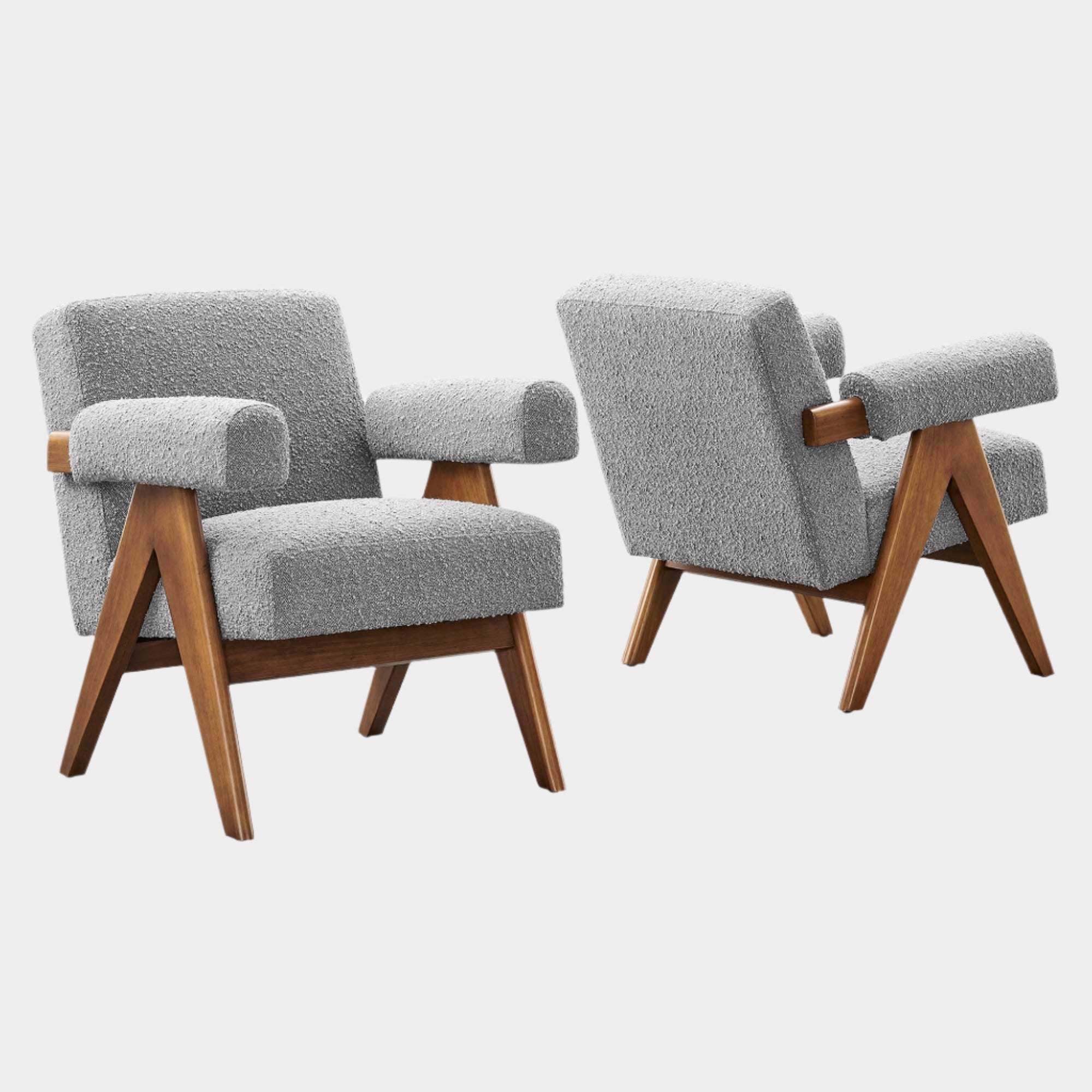 Lot de 2 fauteuils en tissu bouclé Lyra 