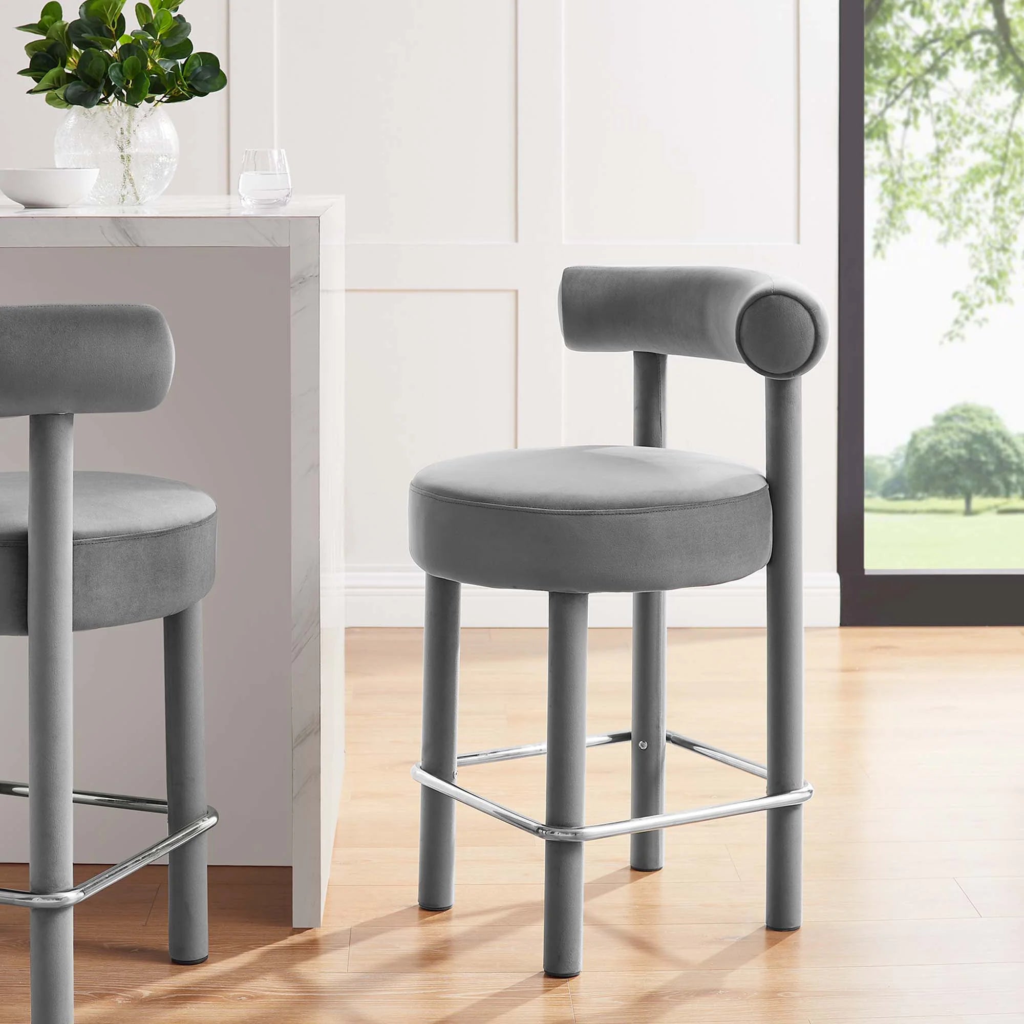 Toulouse Performance Velvet Counter Stool - Set of 2