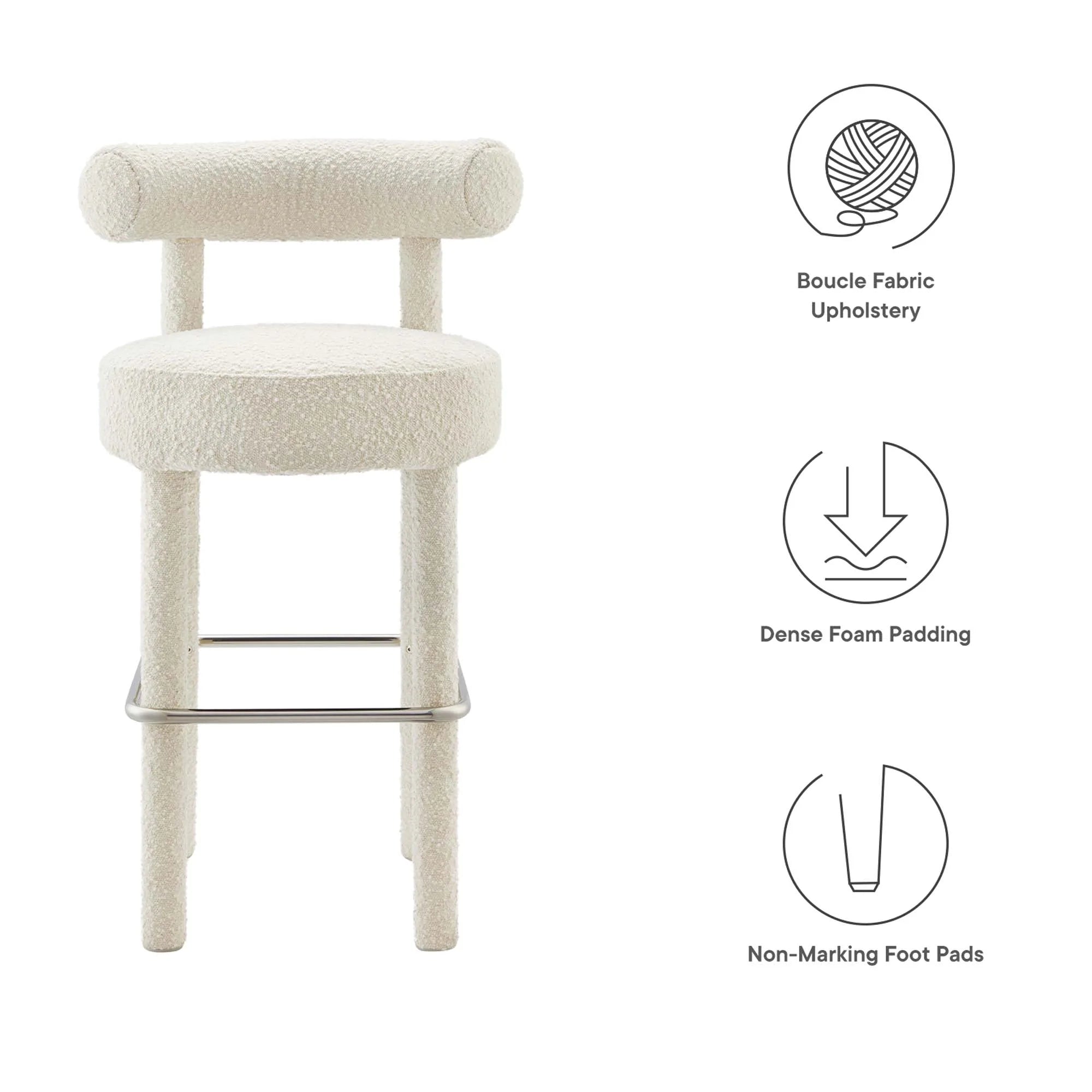 Toulouse Boucle Fabric Bar Stool - Set of 2