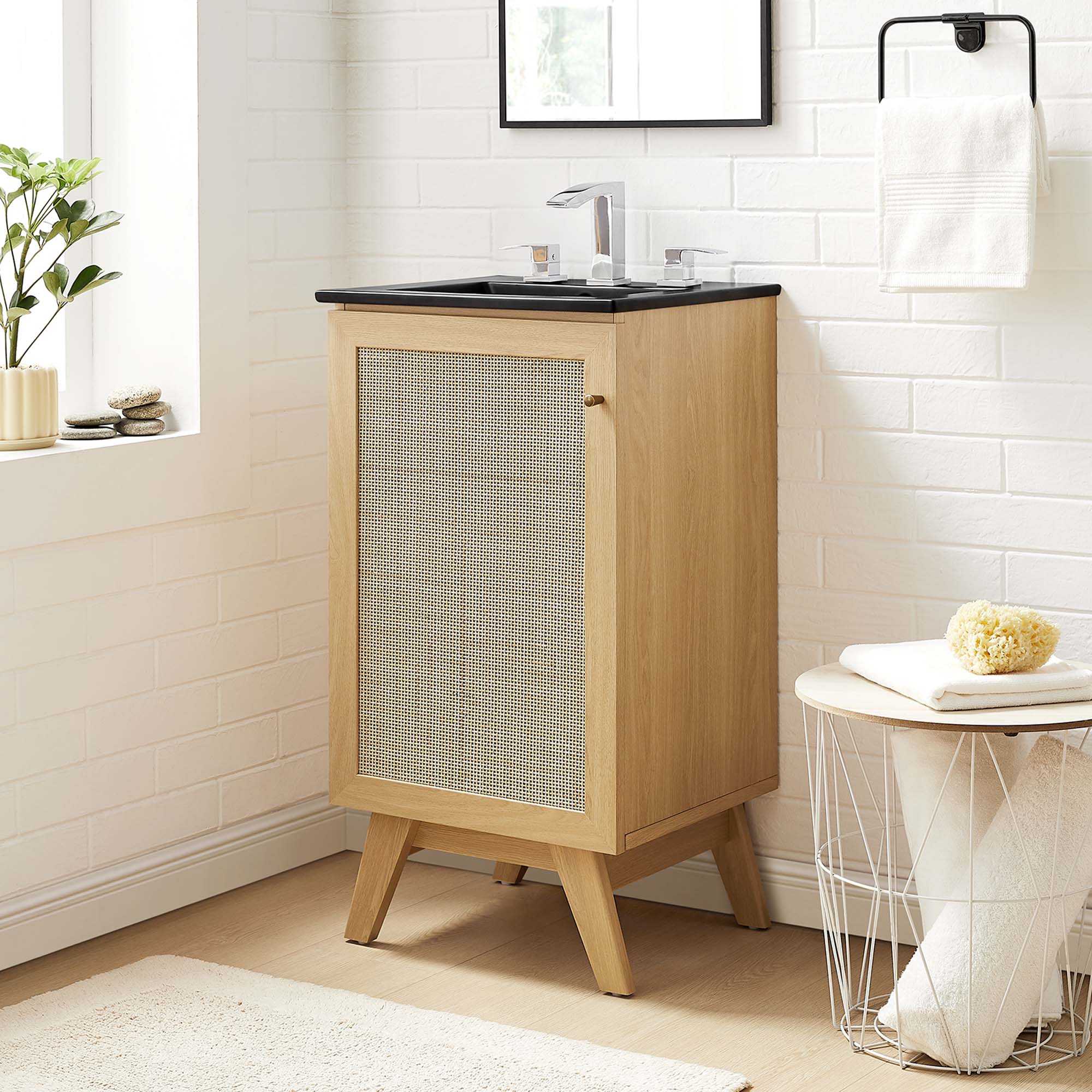 Meuble-lavabo de salle de bain Soma avec lavabo noir inclus