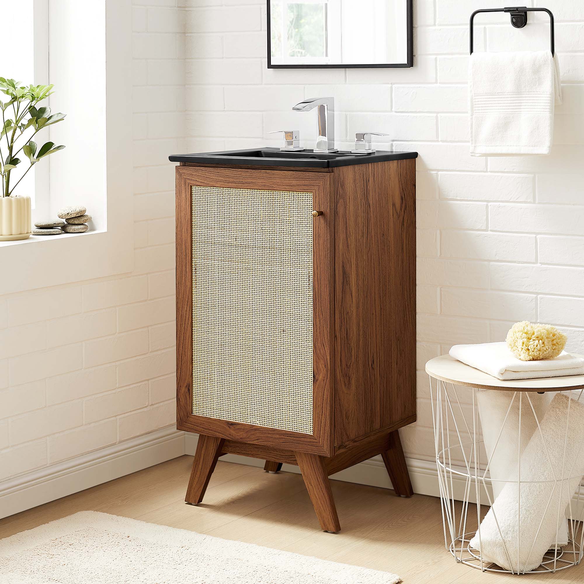 Meuble-lavabo de salle de bain Soma avec lavabo noir inclus