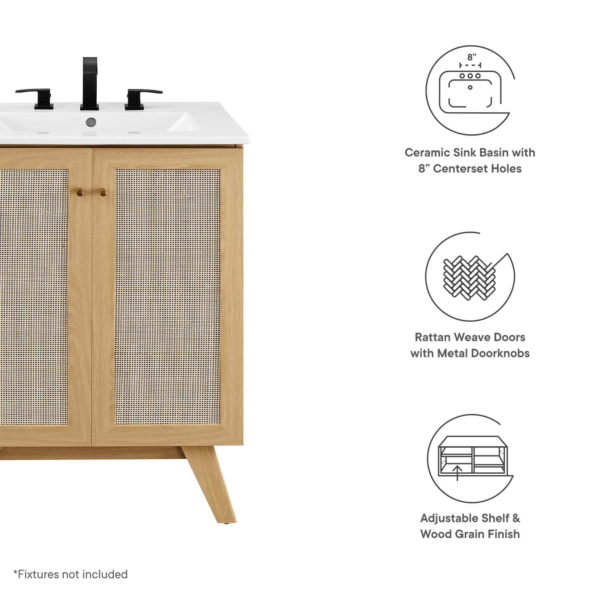 Meuble-lavabo de salle de bain Soma avec lavabo blanc inclus