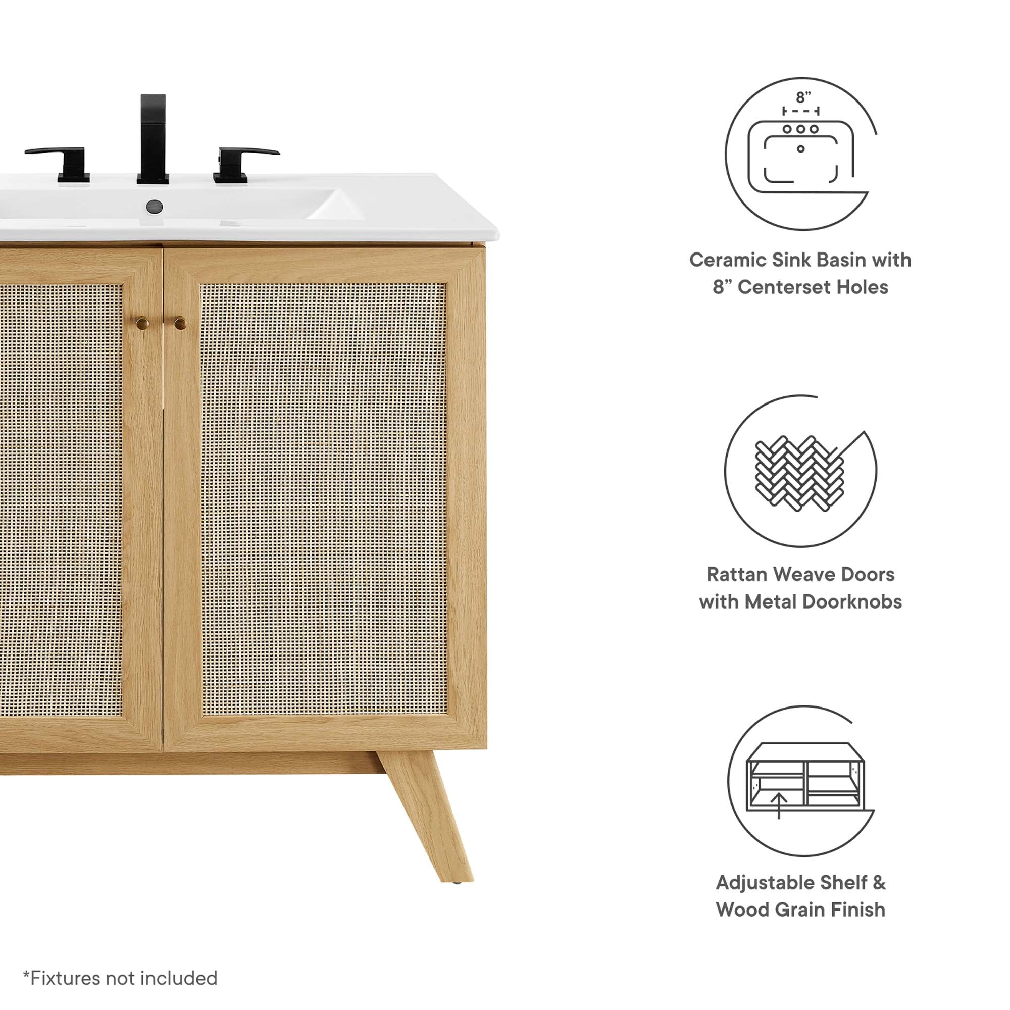 Meuble-lavabo de salle de bain Soma avec lavabo blanc inclus