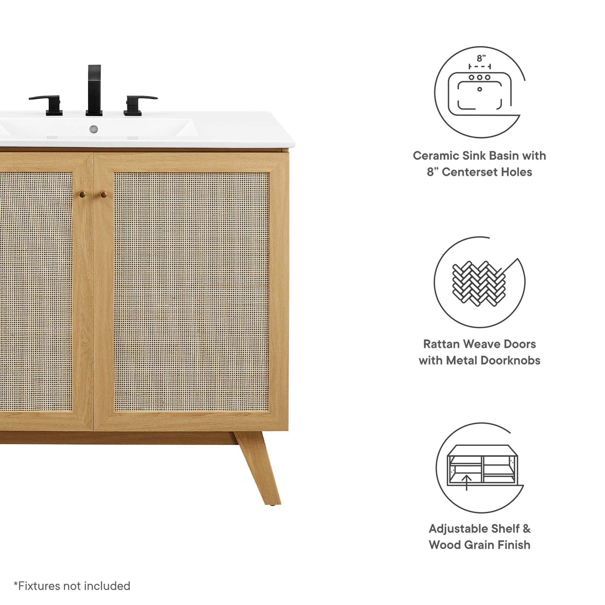 Meuble-lavabo de salle de bain Soma avec lavabo blanc inclus