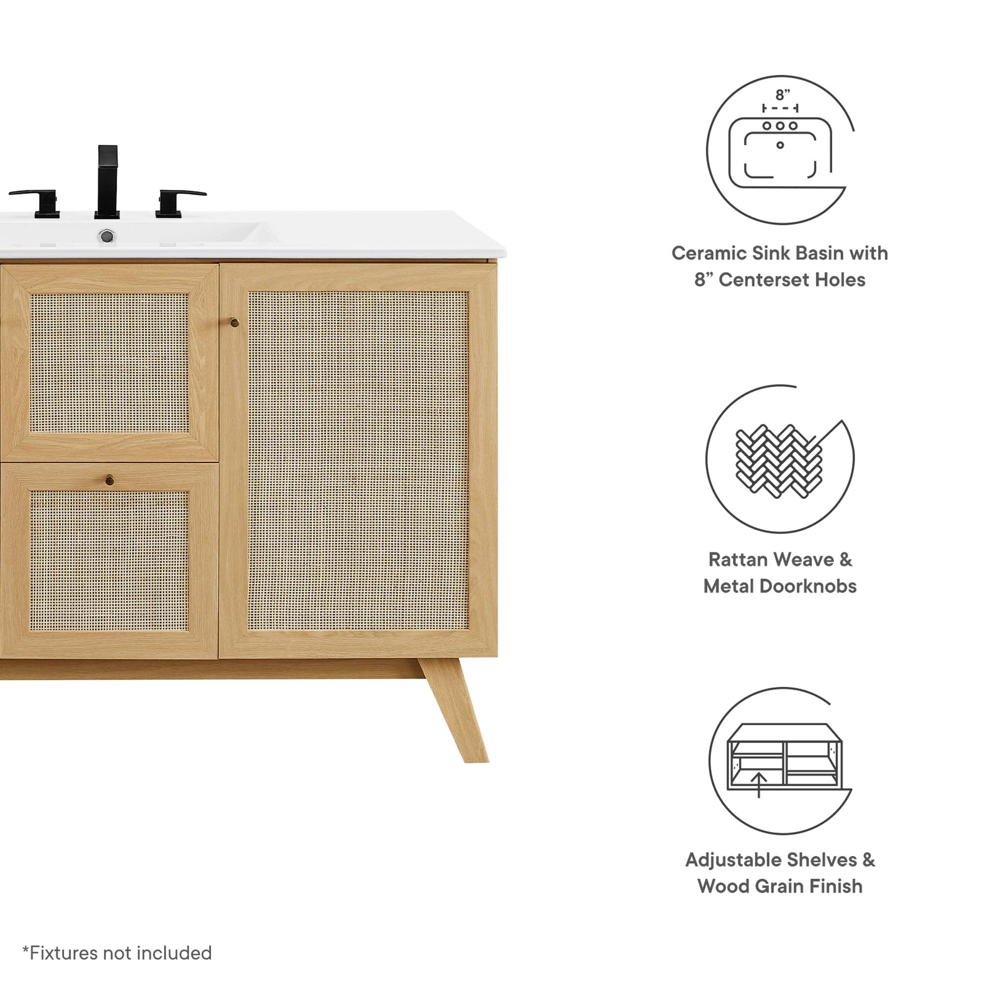 Meuble-lavabo de salle de bain Soma avec lavabo blanc inclus