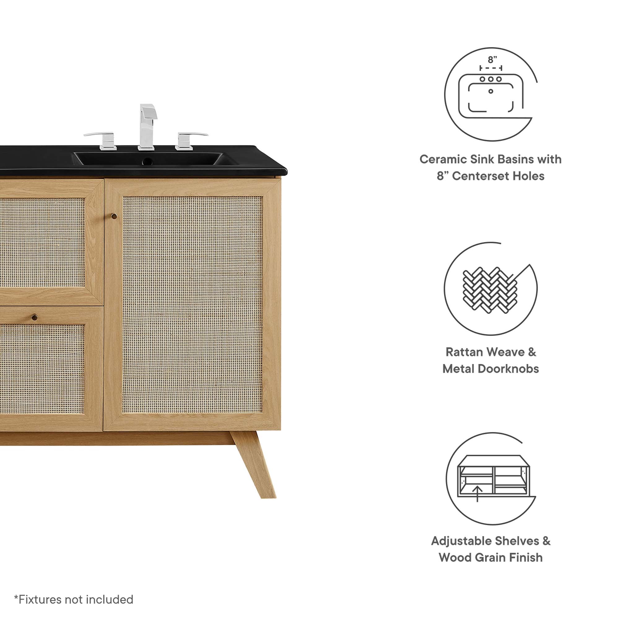 Soma Bathroom Vanity with Black Basin Included