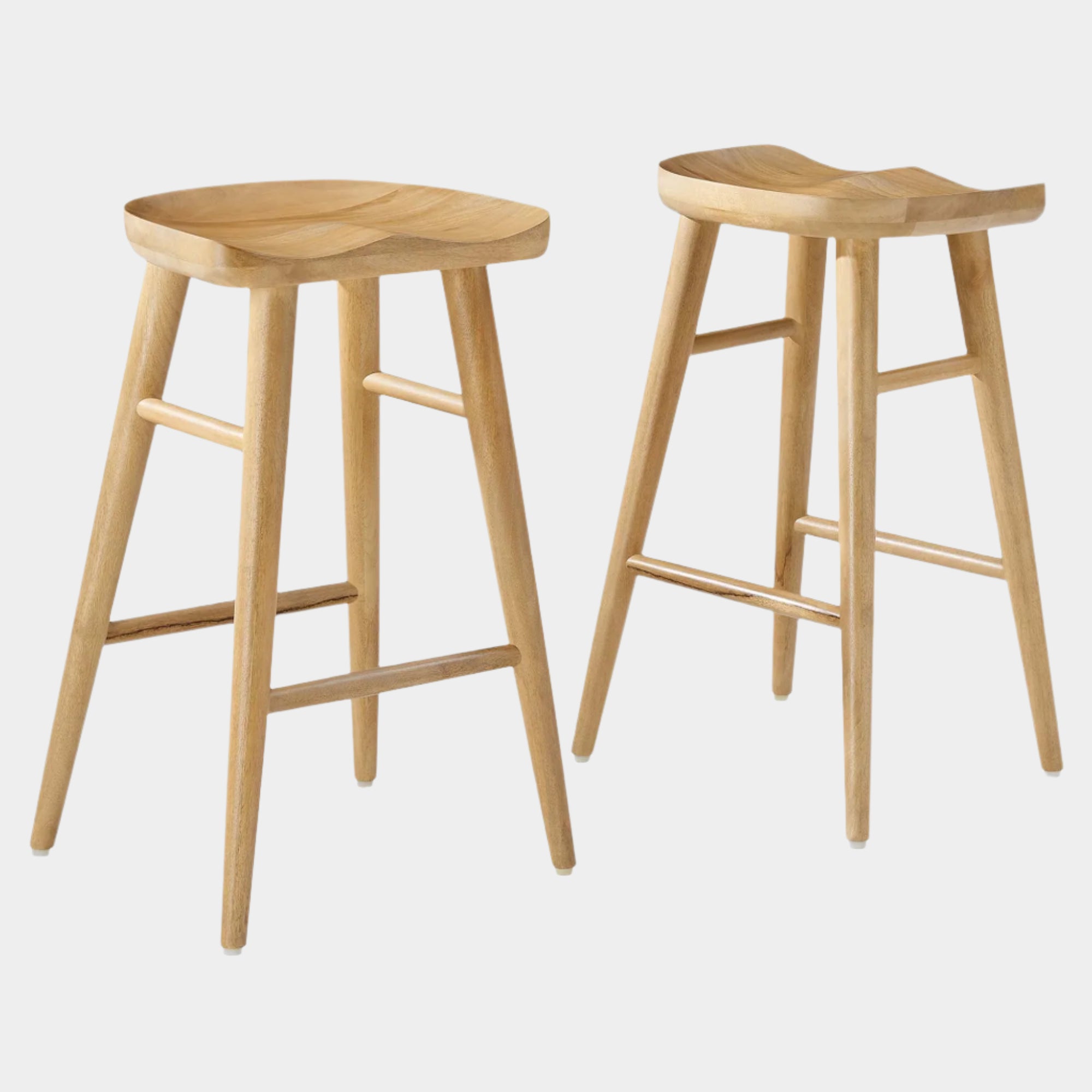 Saville Backless Wood Counter Stools - Set of 2