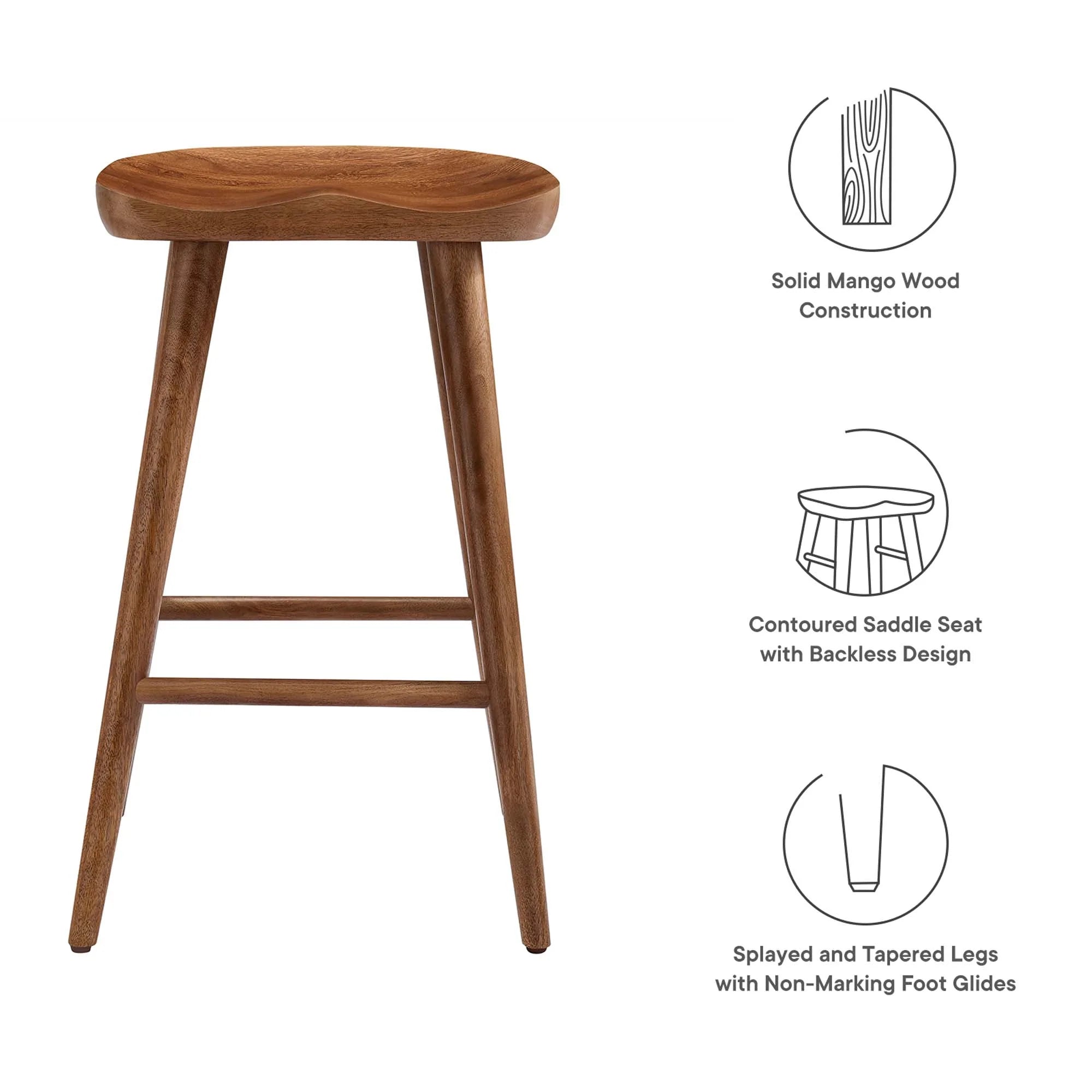 Saville Backless Wood Counter Stools - Set of 2