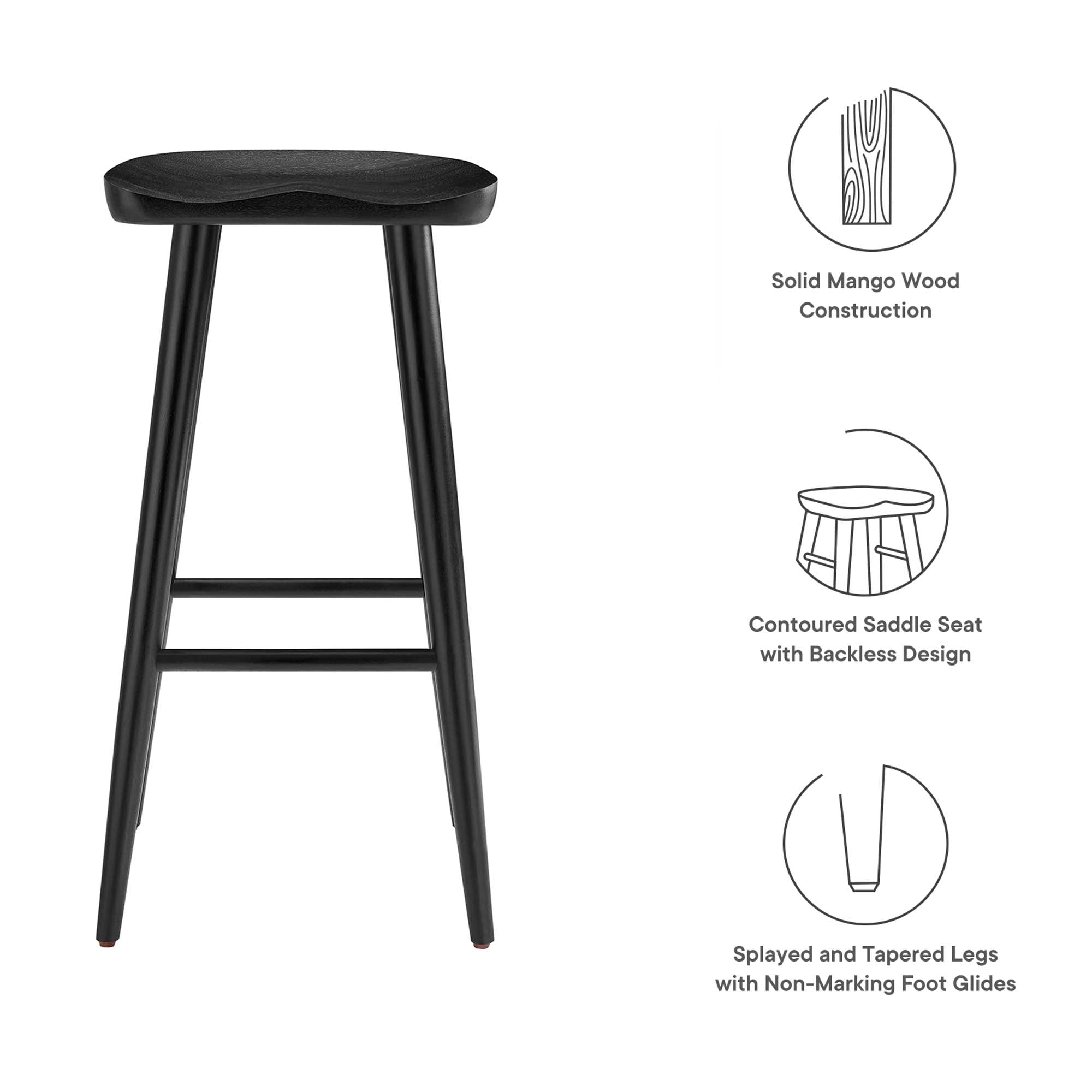 Saville Backless Wood Bar Stools Set of 2