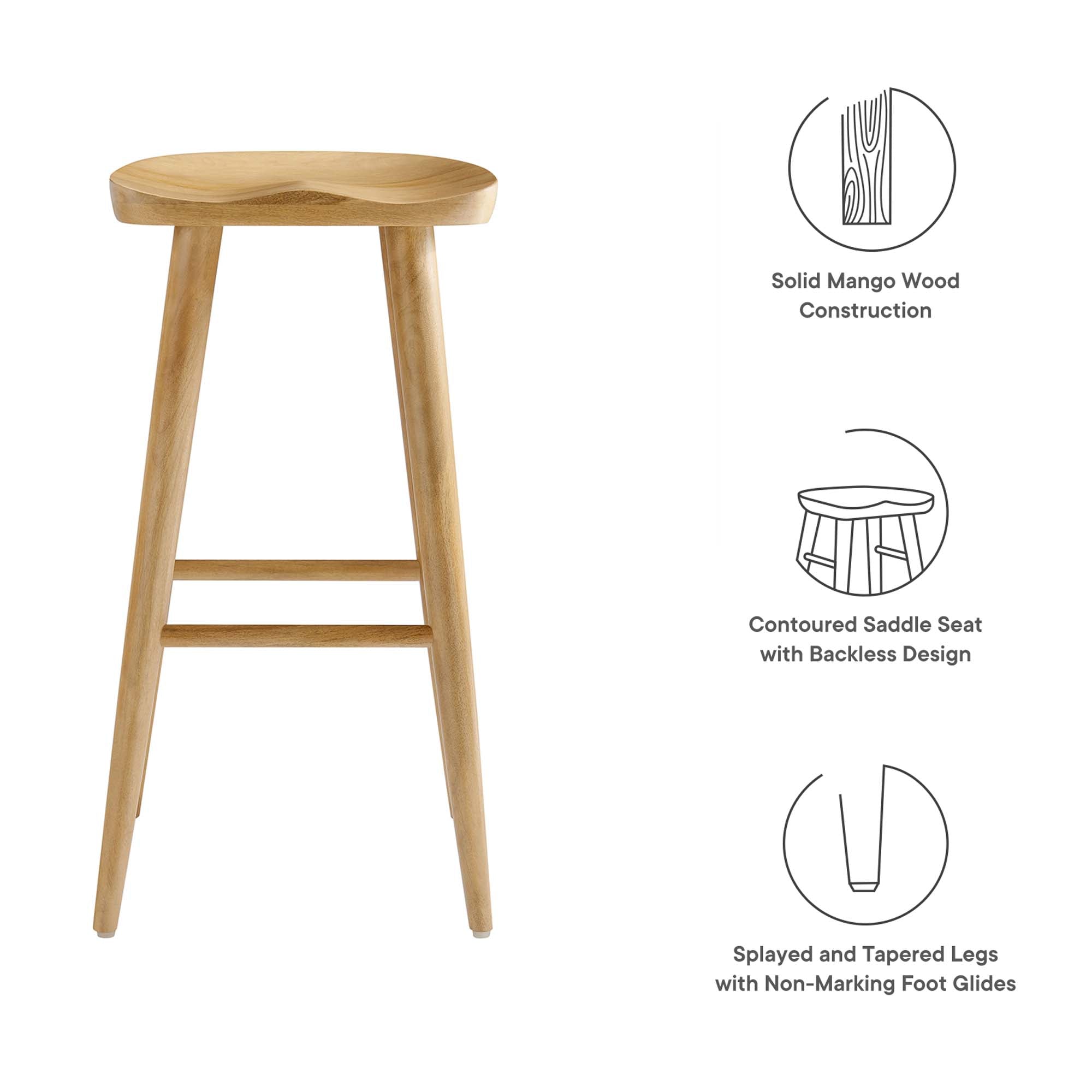 Saville Backless Wood Bar Stools Set of 2