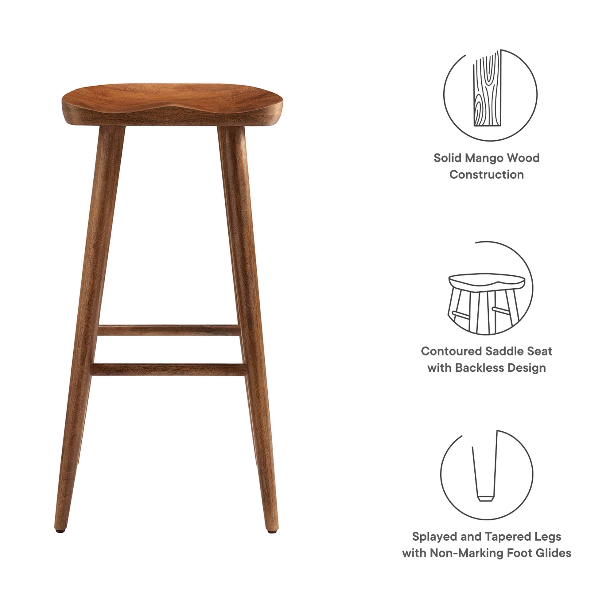 Saville Backless Wood Bar Stools Set of 2