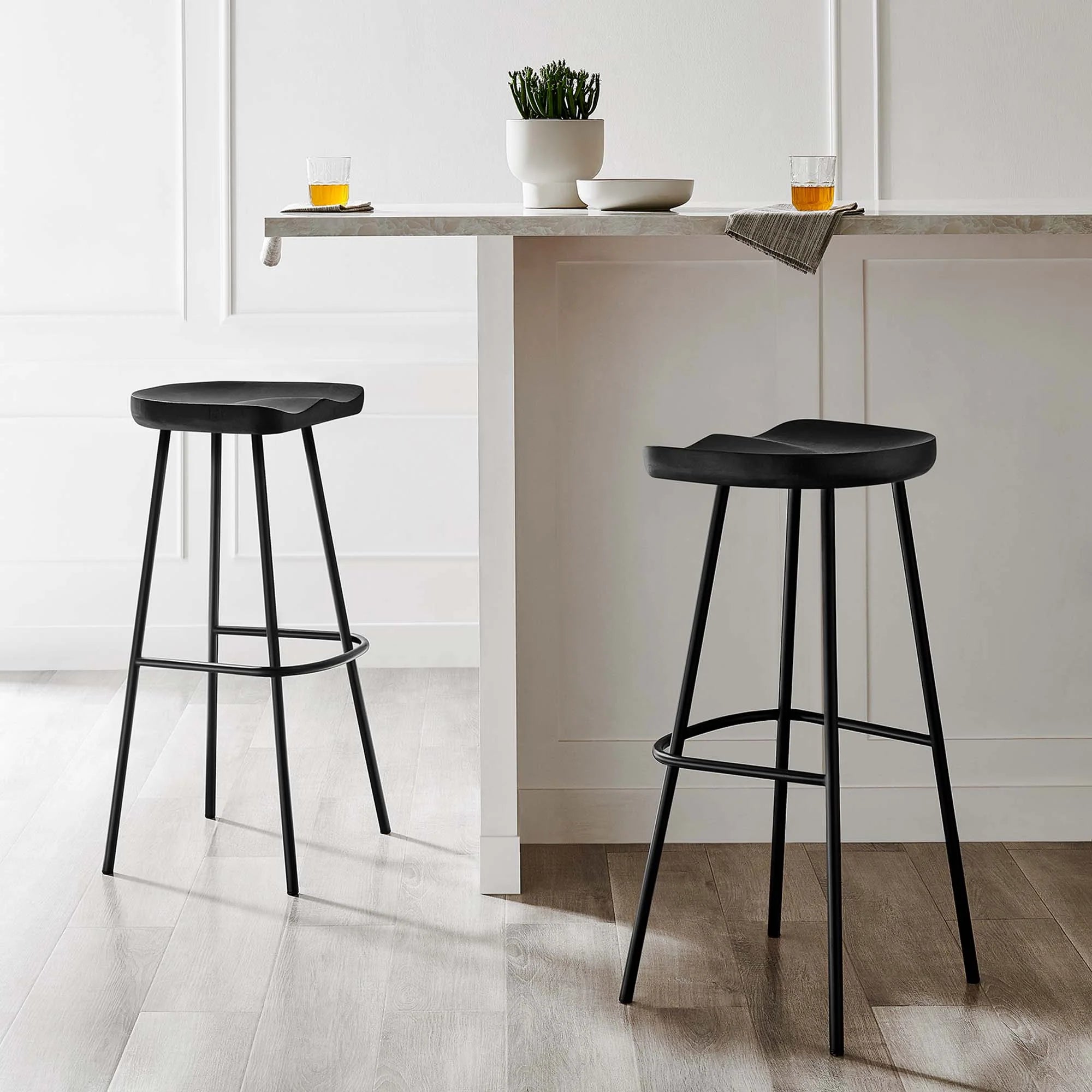 Concord Backless Wood Bar Stools - Set of 2