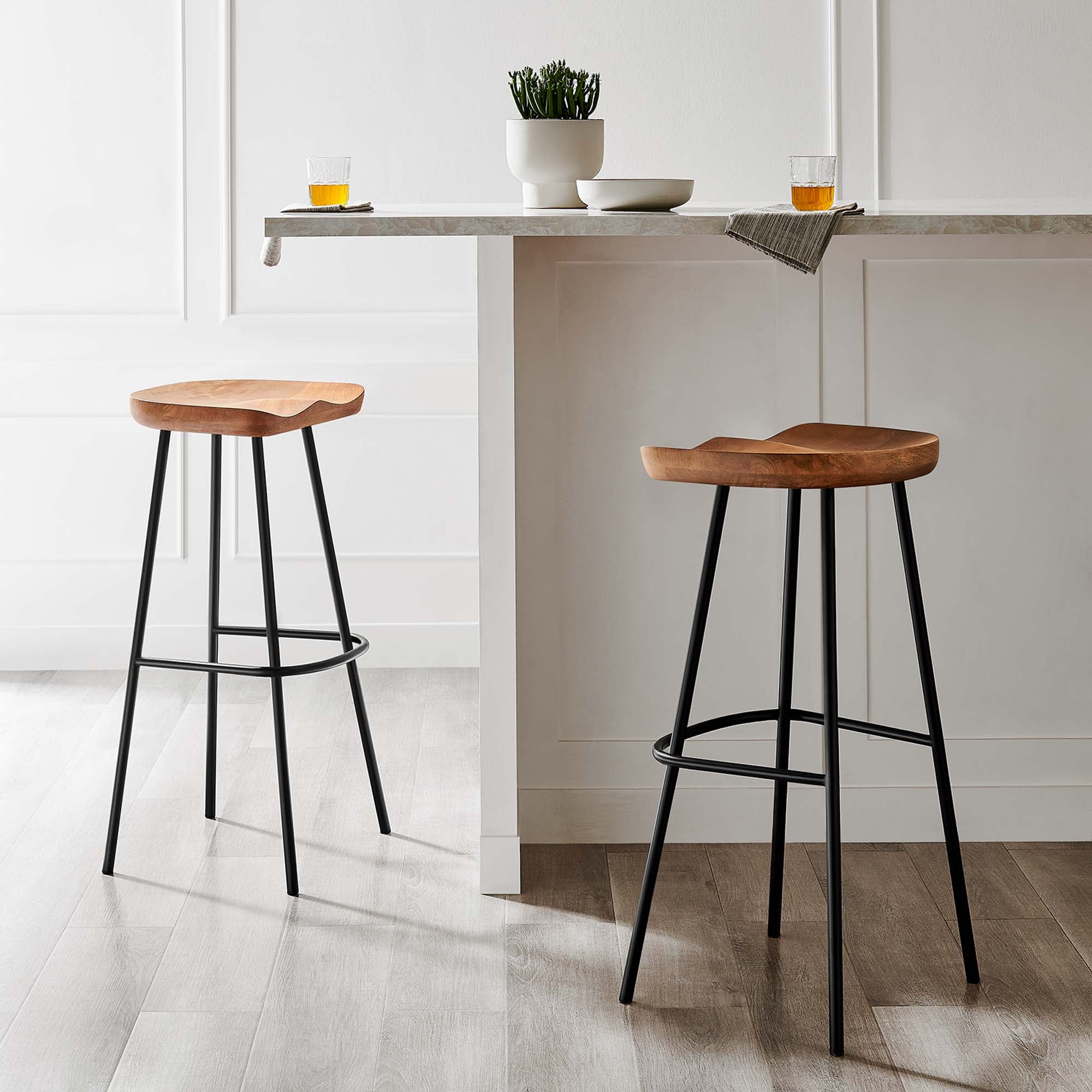 Concord Backless Wood Bar Stools - Set of 2