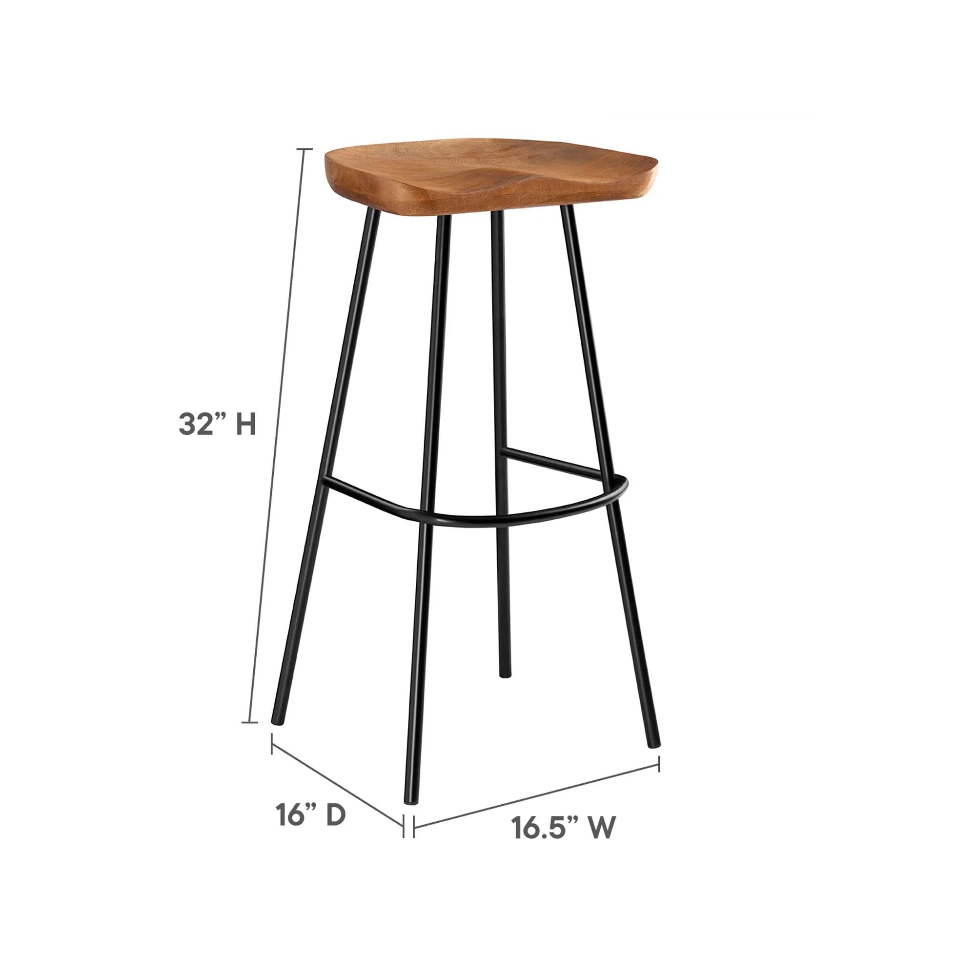 Concord Backless Wood Bar Stools - Set of 2