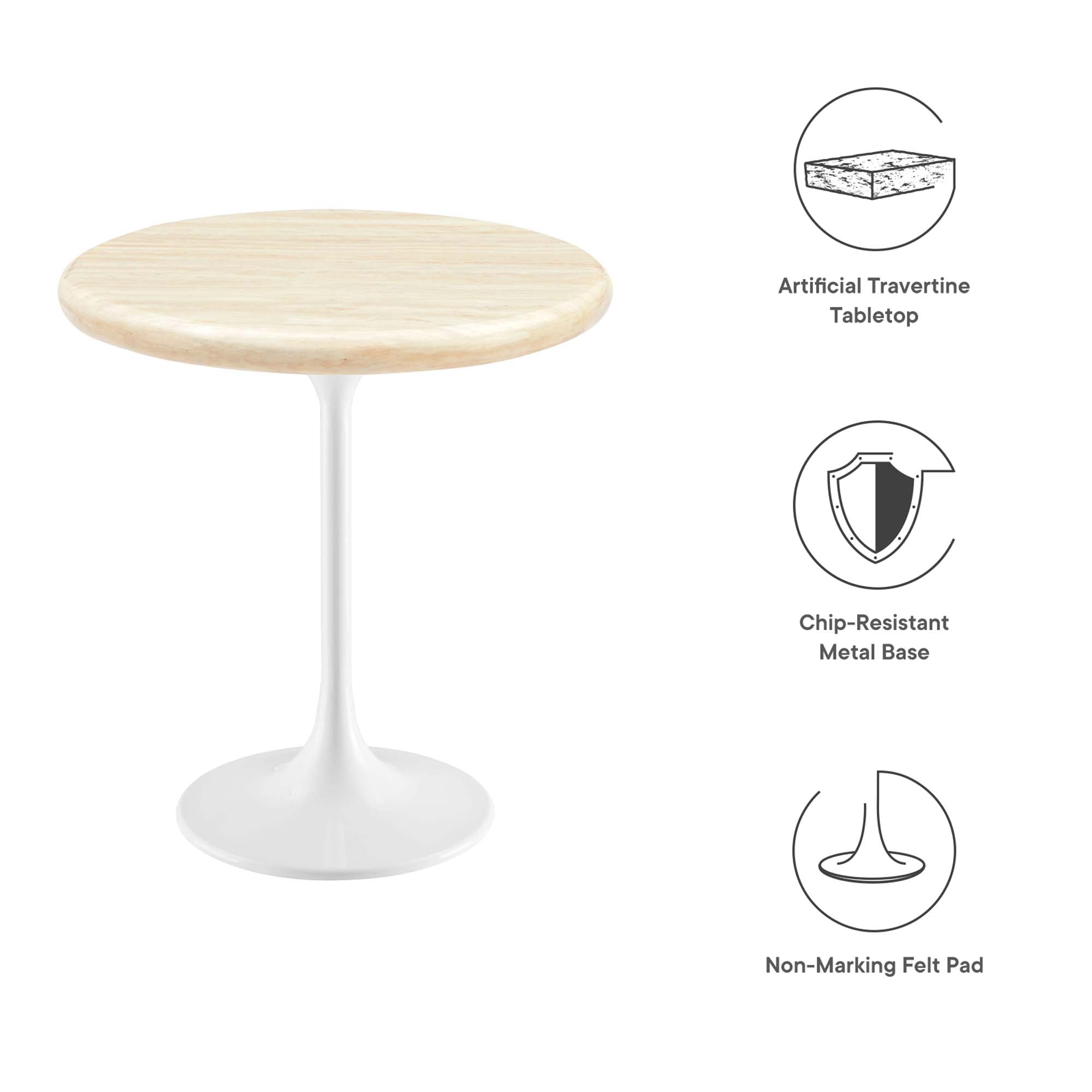 Lippa Round Artificial Travertine Side Table