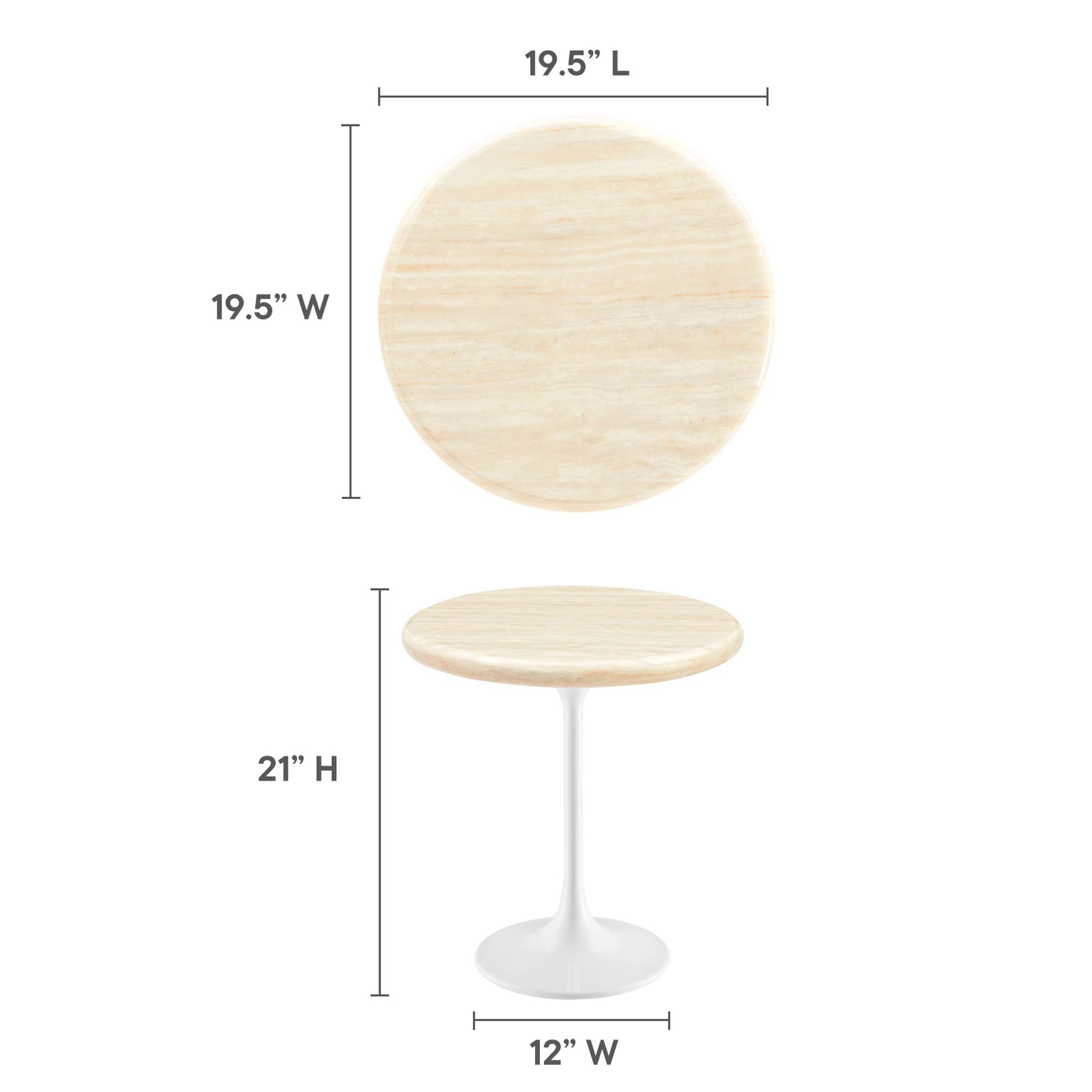 Lippa Round Artificial Travertine Side Table