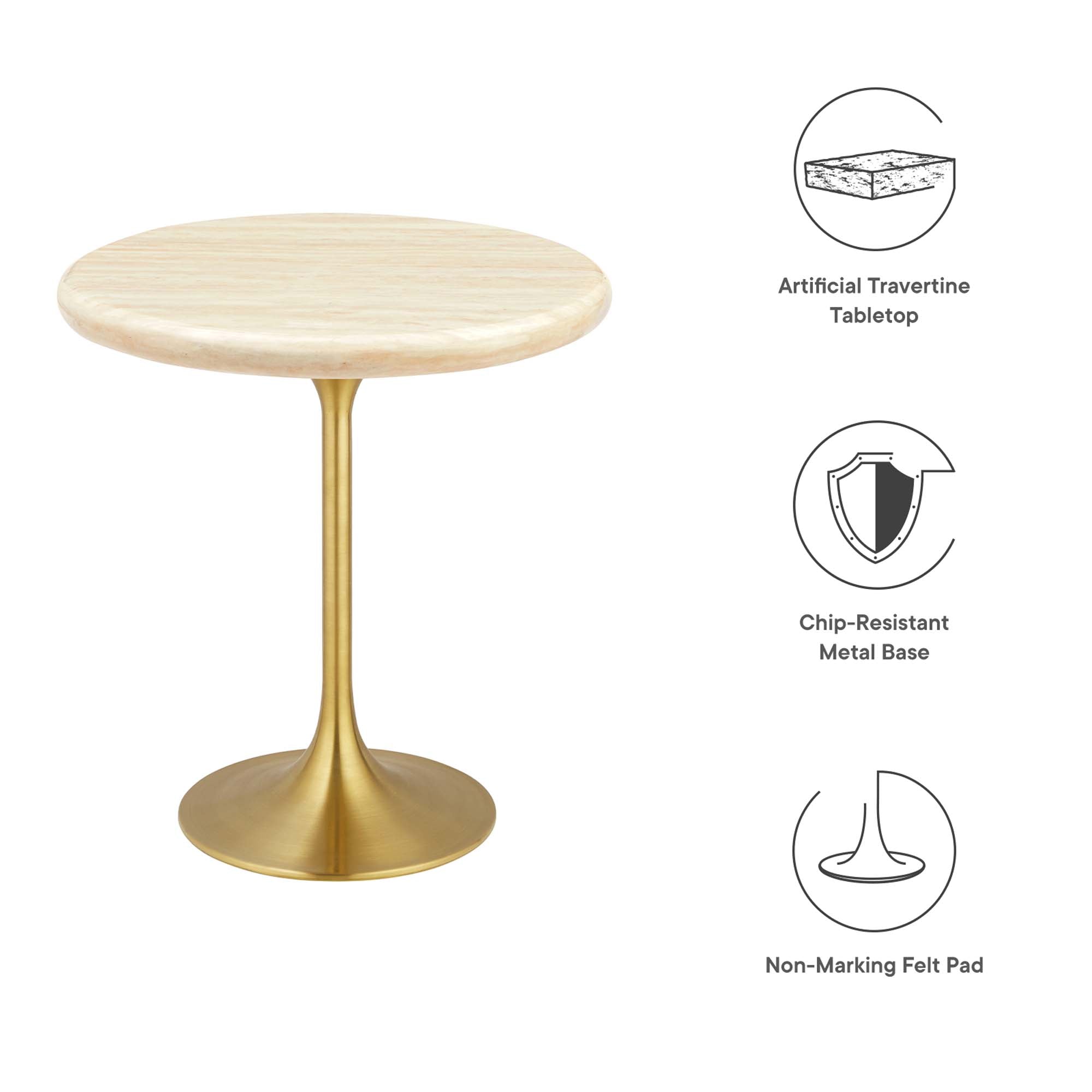 Lippa Round Artificial Travertine Side Table