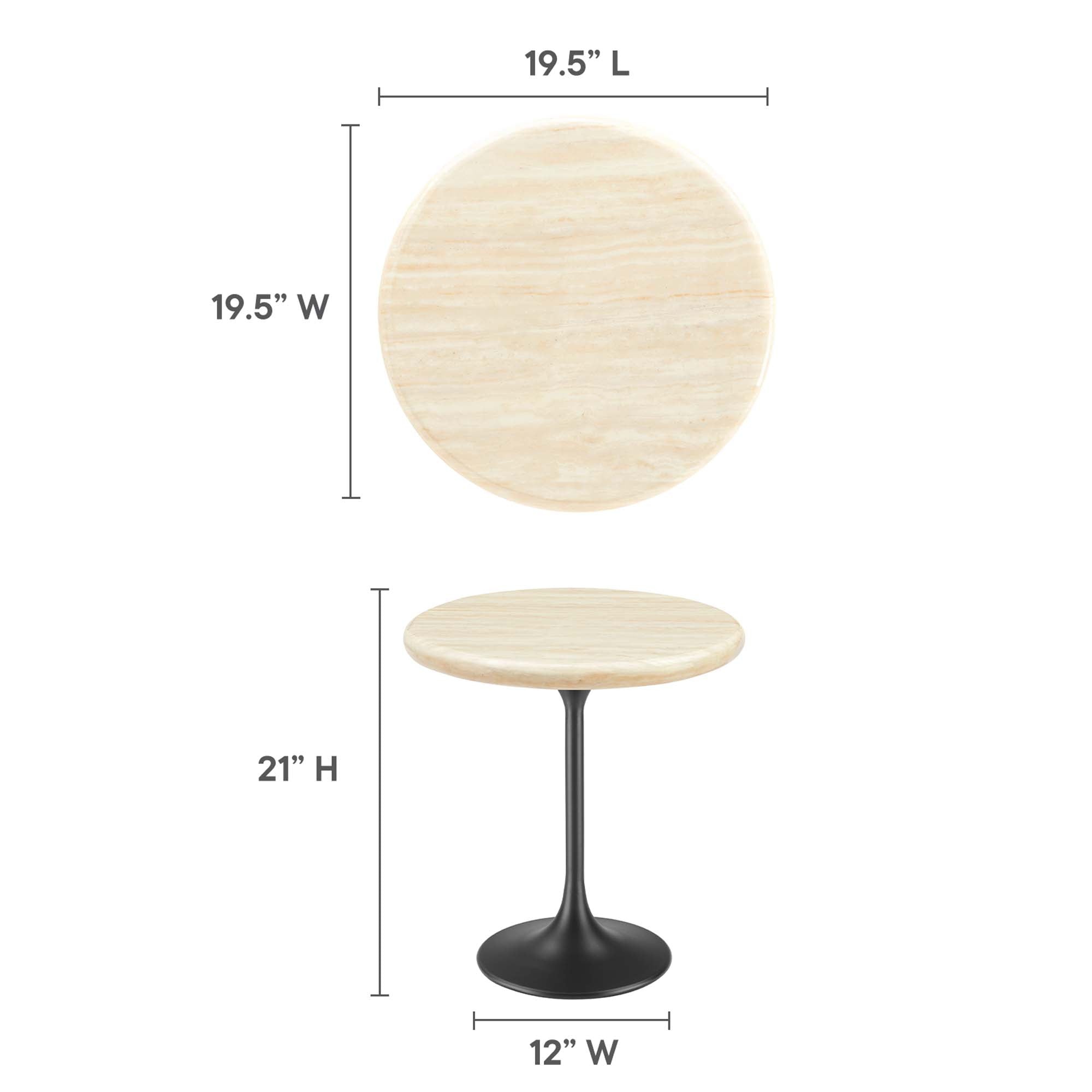 Lippa Round Artificial Travertine Side Table