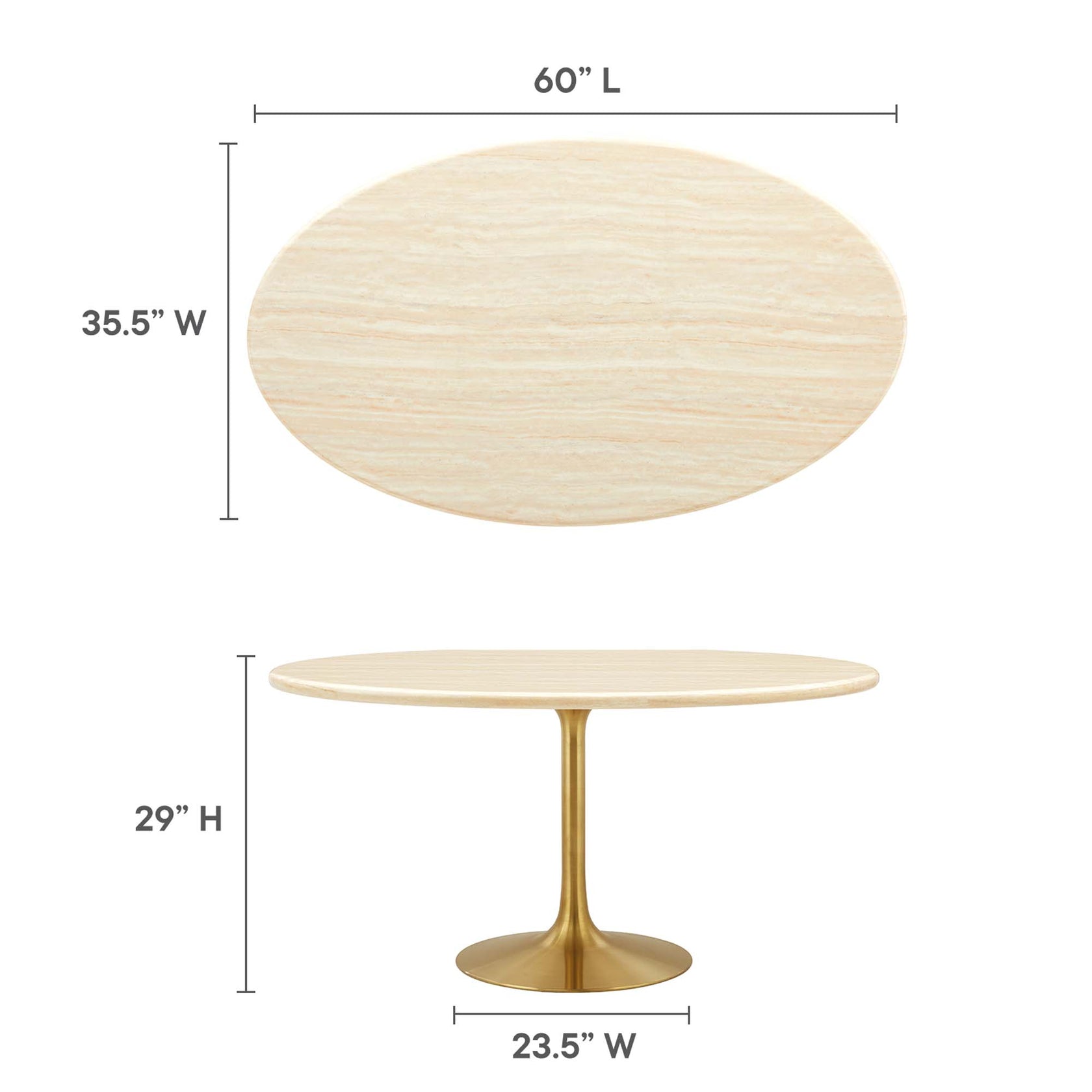 Lippa Oval Artificial Travertine Dining Table