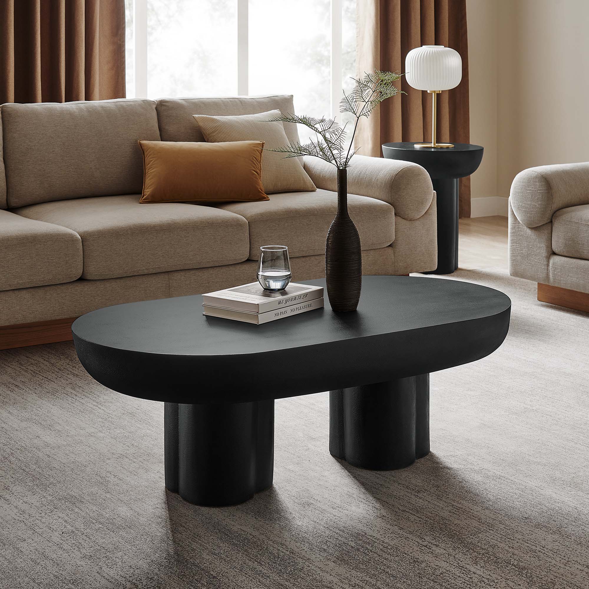 Caspian Oval Concrete Coffee Table