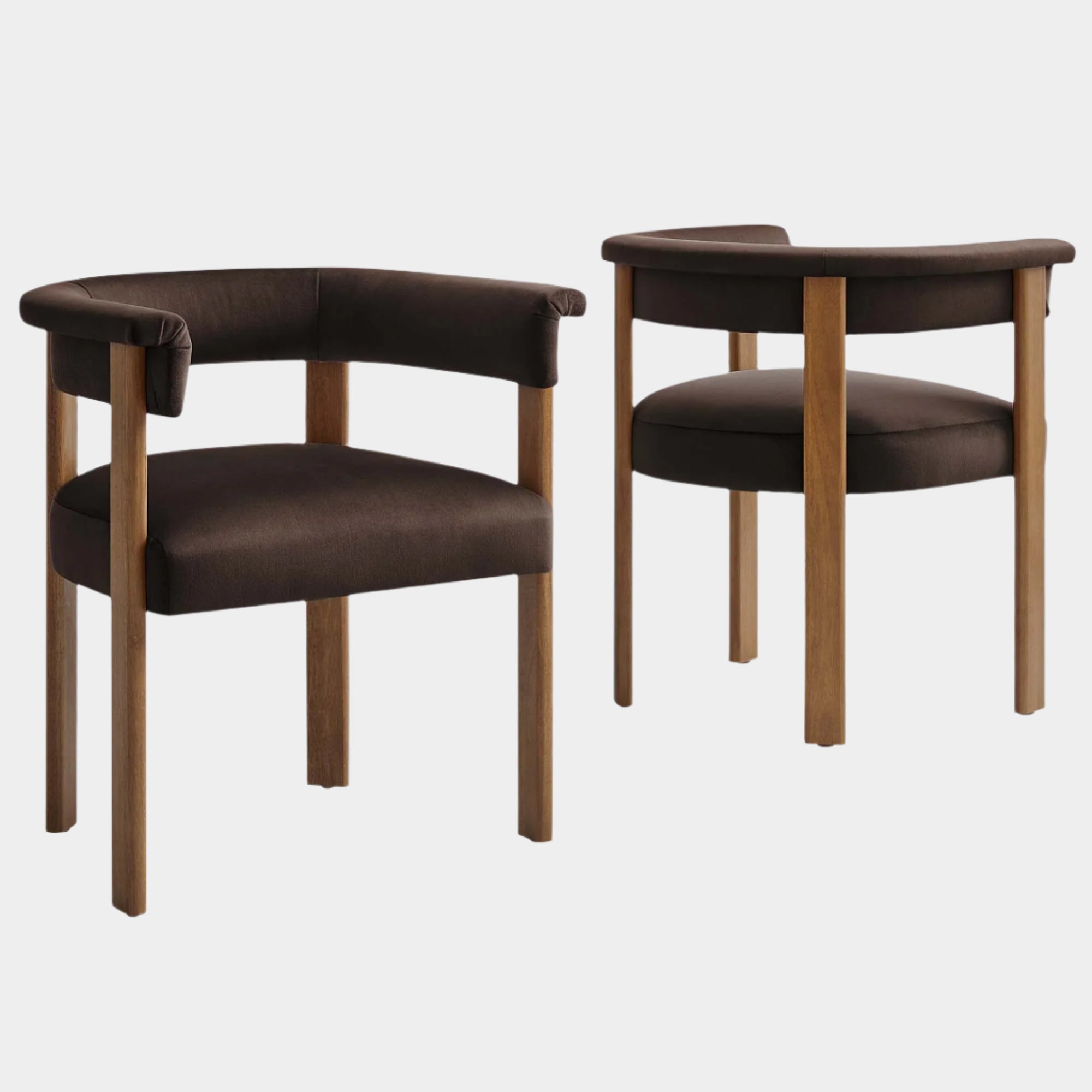 Imogen Performance Velvet Barrel Dining Chairs - Set of 2