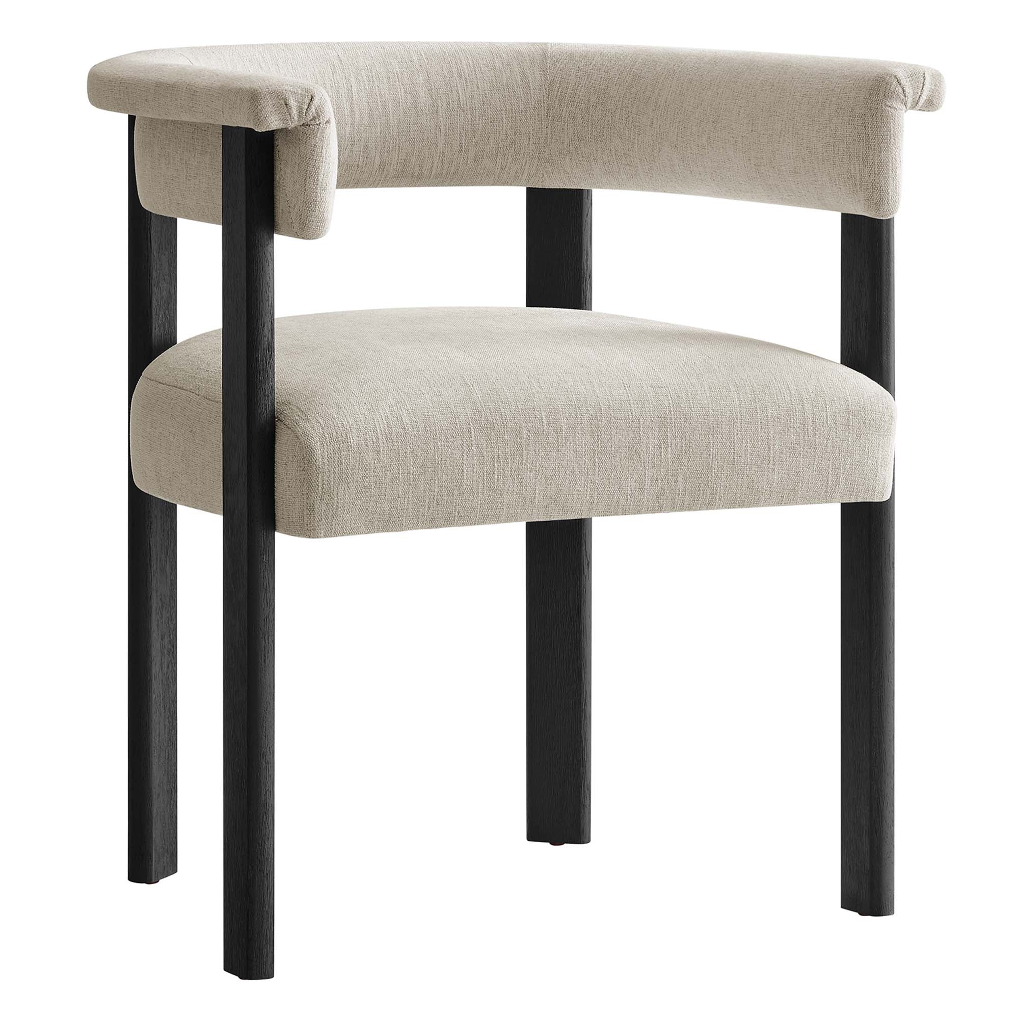 Imogen Woven Heathered Fabric Upholstered Barrel Dining Chairs - Set of 2