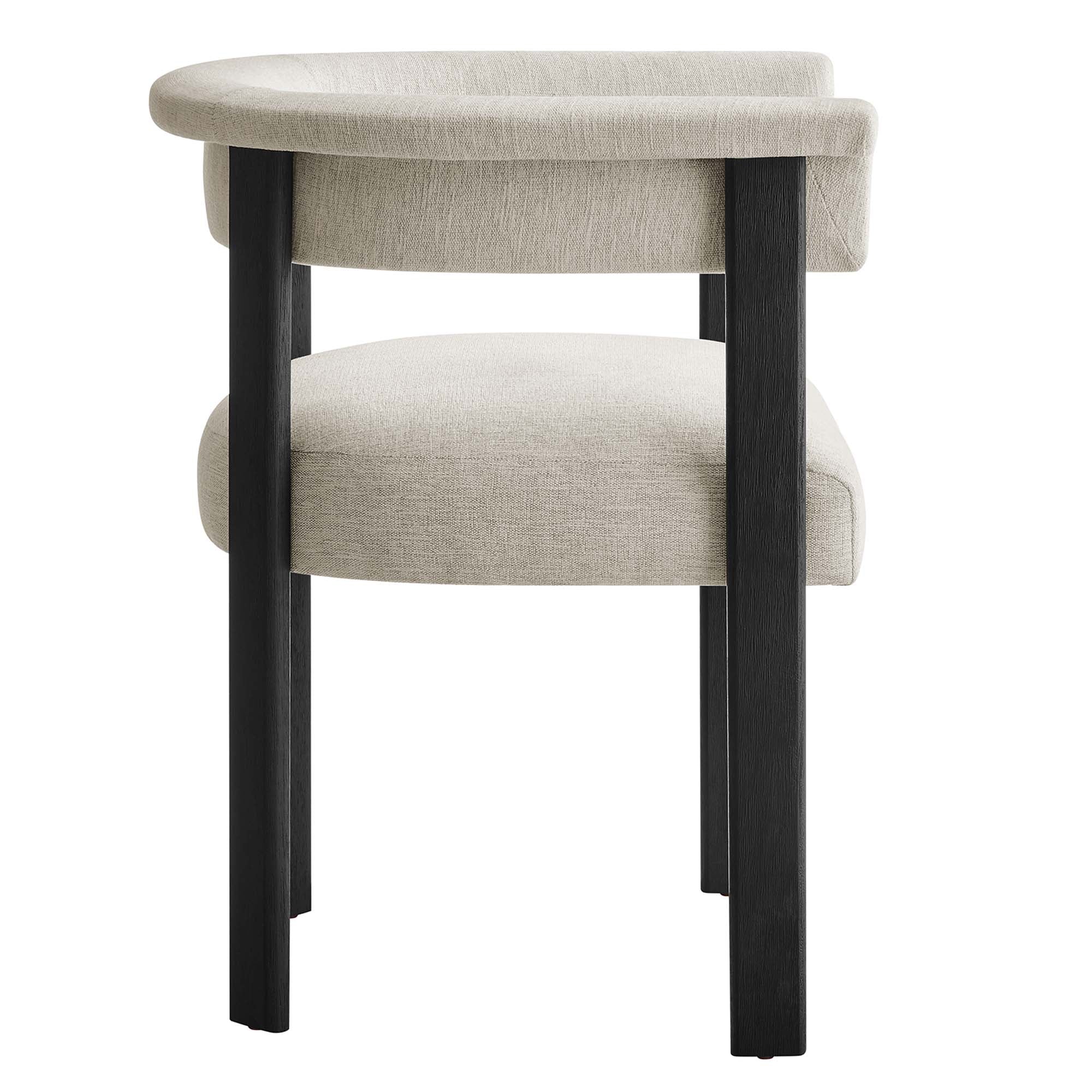 Imogen Woven Heathered Fabric Upholstered Barrel Dining Chairs - Set of 2