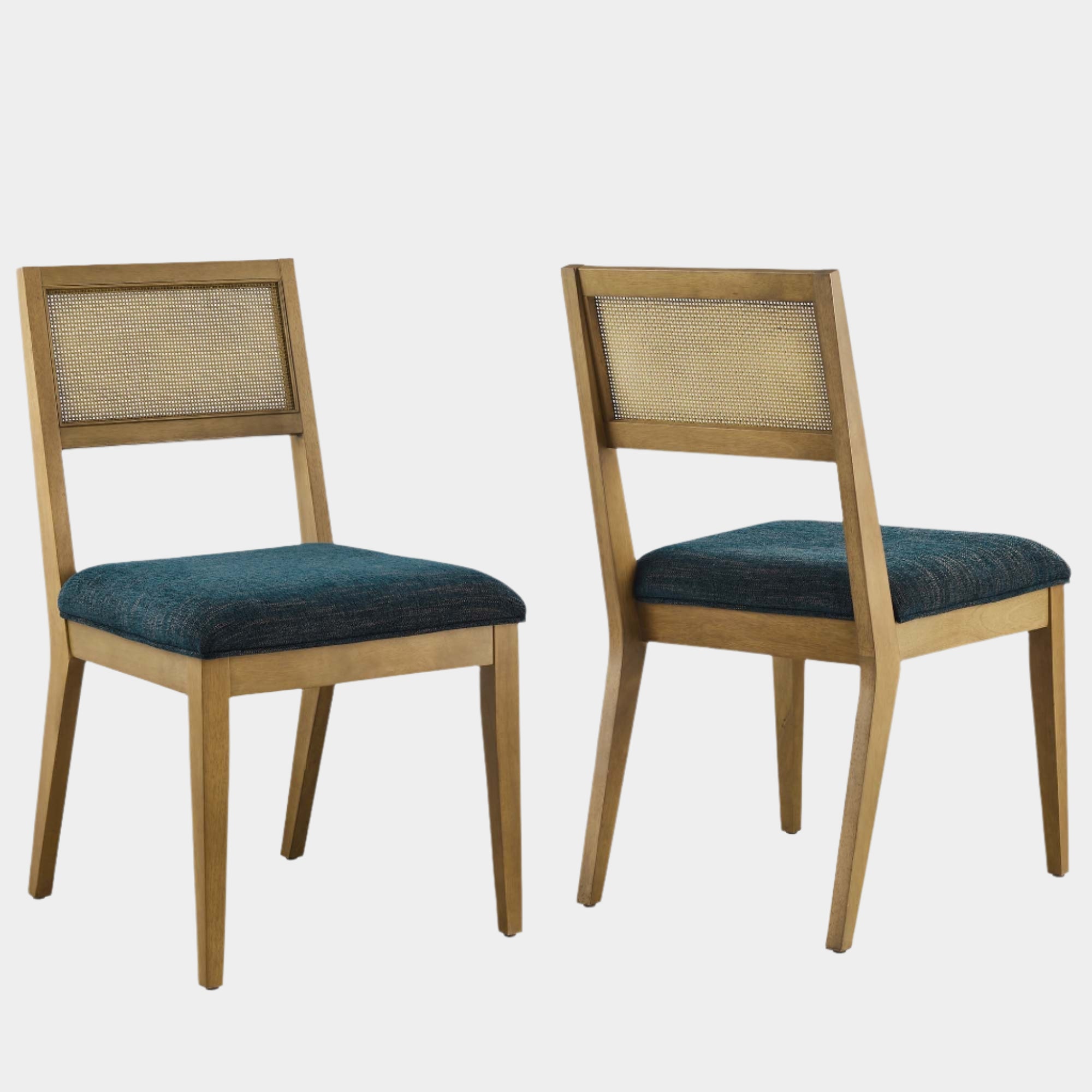 Nimba Rattan Fabric Dining Chairs Set of 2