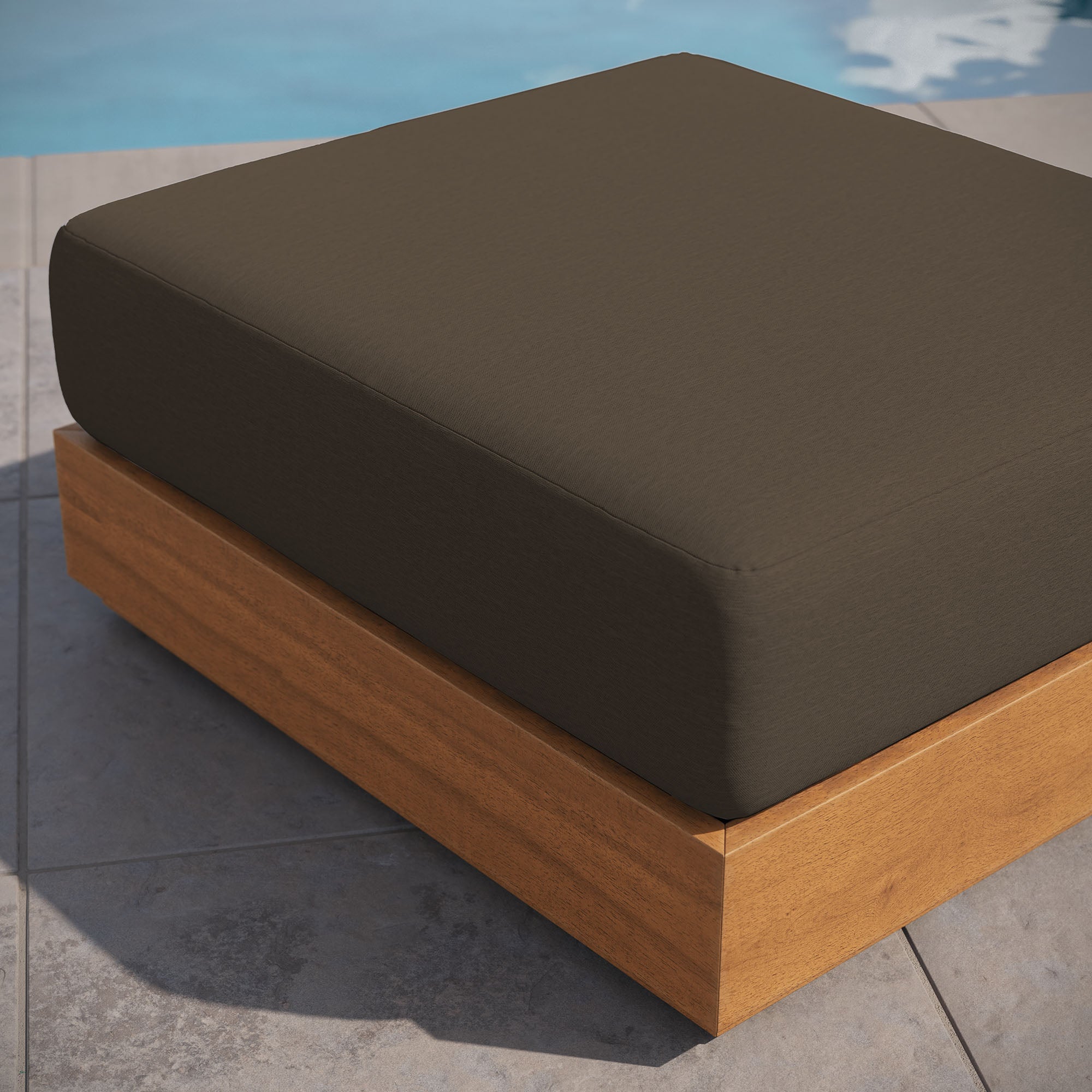 Tahoe Outdoor Patio Acacia Wood Ottoman