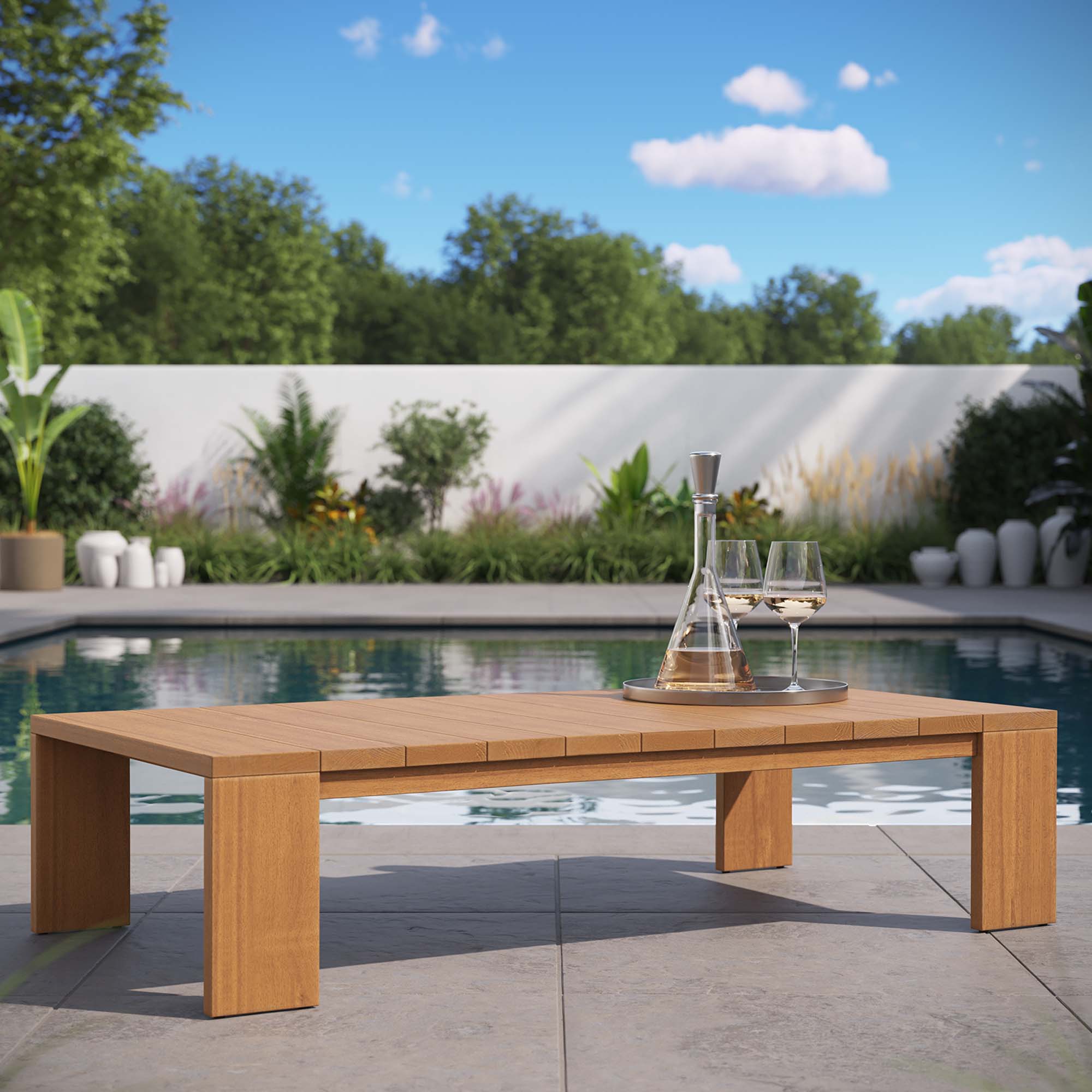 Tahoe Outdoor Patio Acacia Wood Coffee Table in Natural