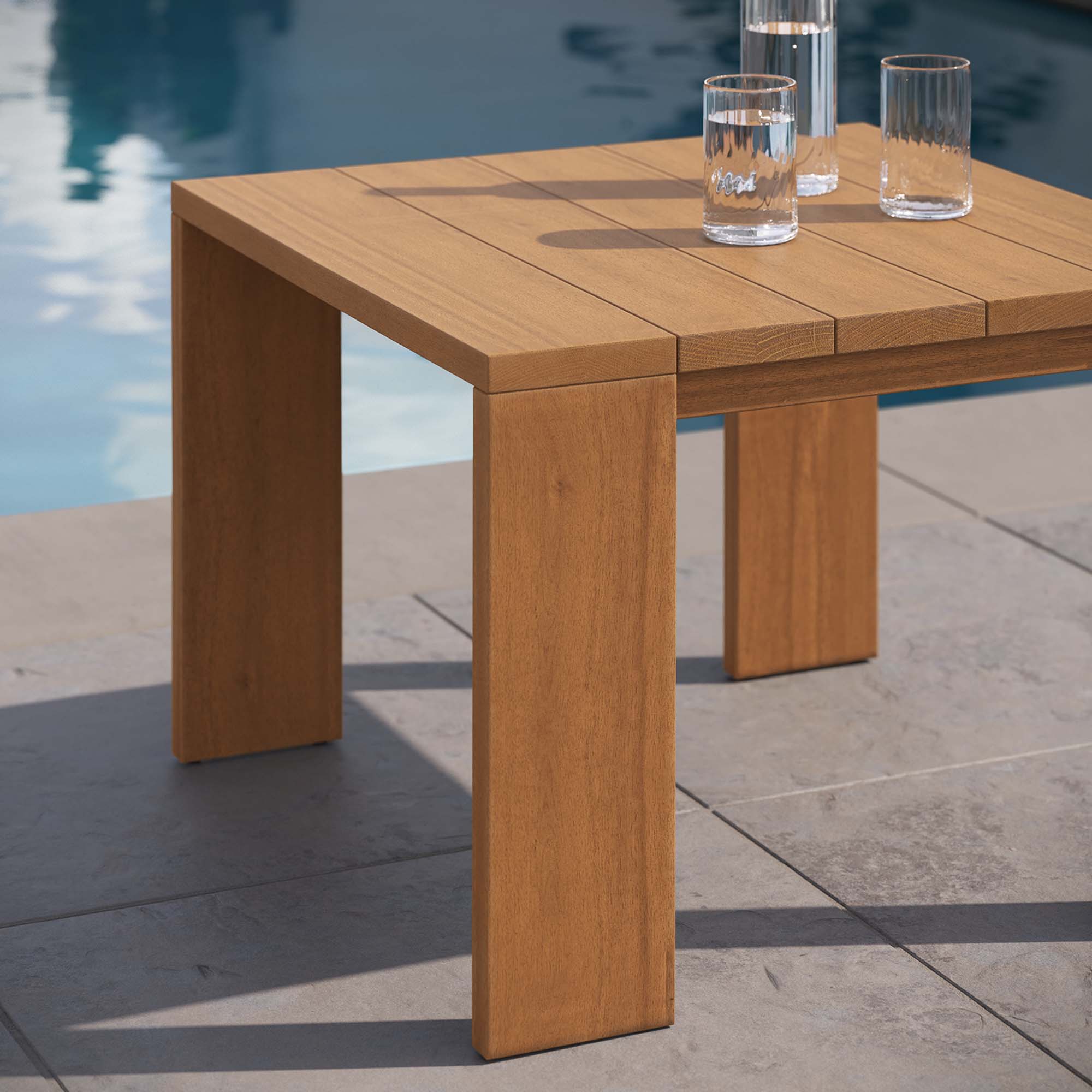 Tahoe Outdoor Patio Acacia Wood Side Table in Natural