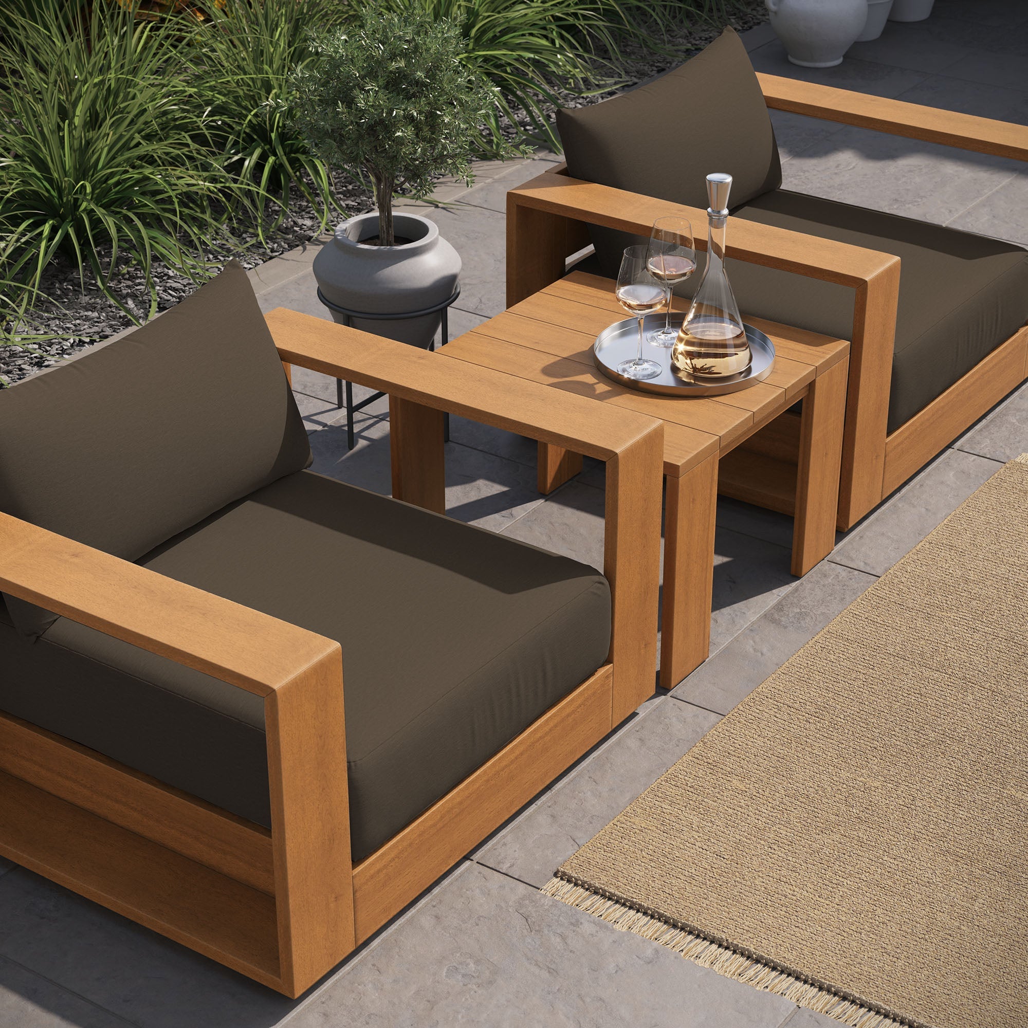 Tahoe 3-Piece Outdoor Patio Acacia Wood Furniture Set in