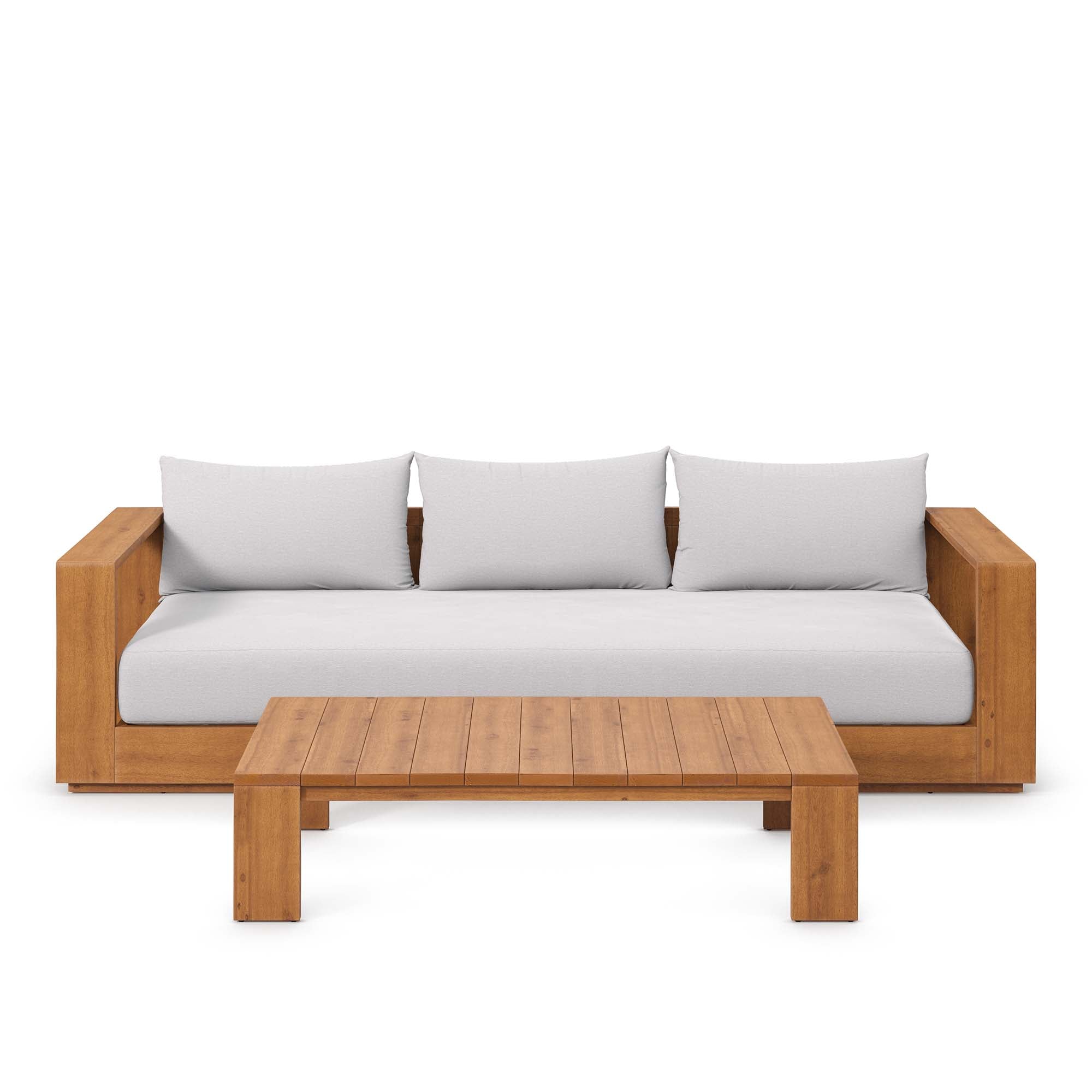 Tahoe 2-Piece Outdoor Patio Acacia Wood Sofa and Coffee Table Set