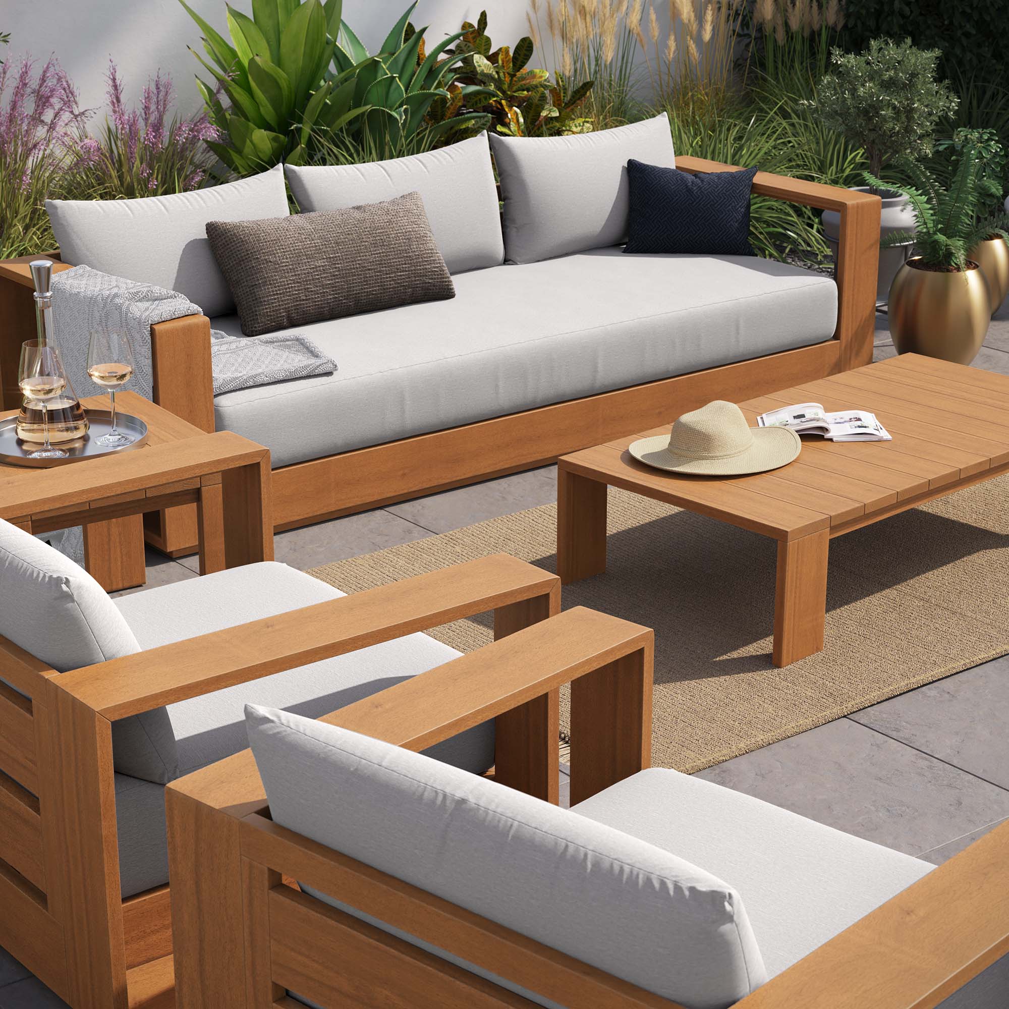 Tahoe 5-Piece Outdoor Patio Acacia Wood Furniture Set