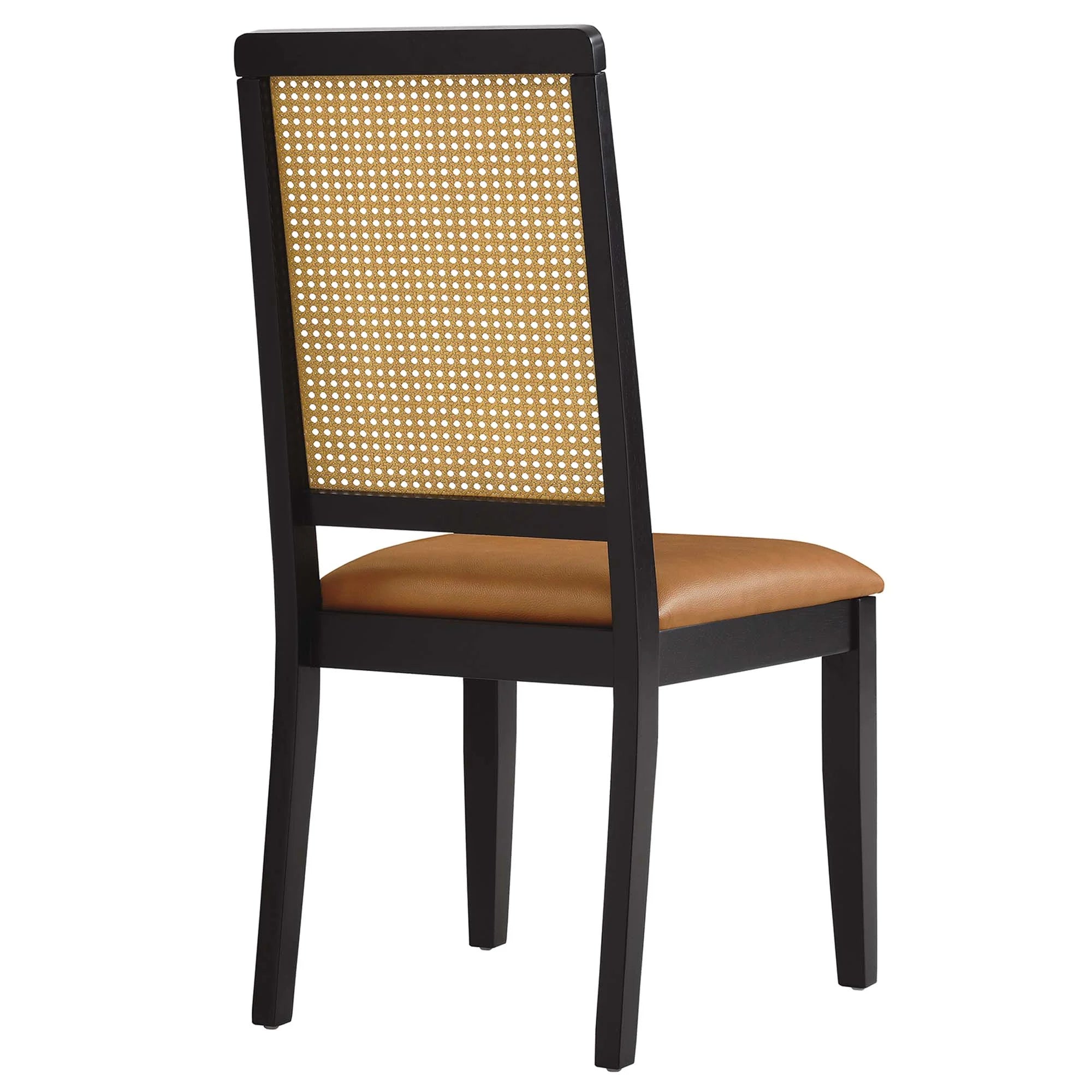 Arlo Vegan Leather Upholstered Faux Rattan and Wood Dining Side Chairs - Set of 2