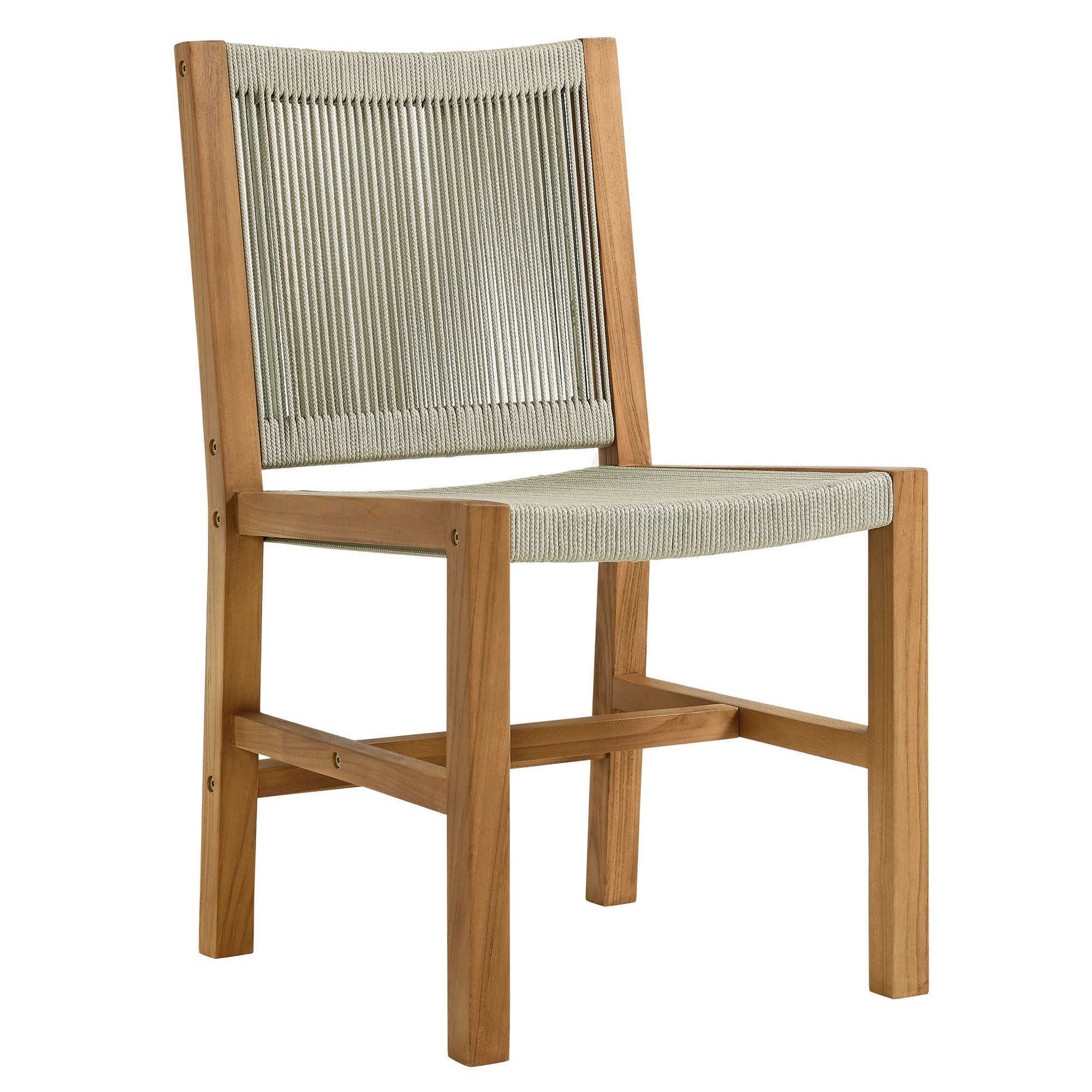 Vienna 3-Piece Outdoor Patio Teak and Rope Dining Set with Armless Chiars