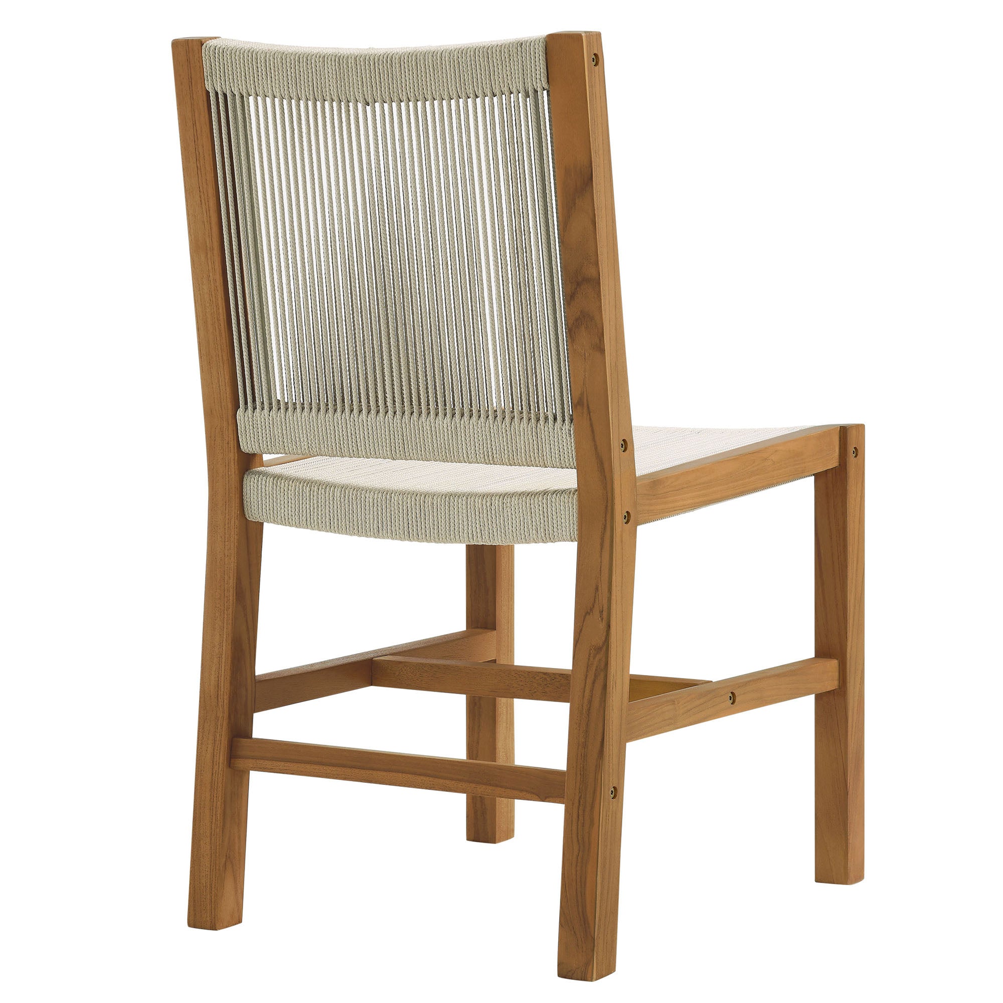 Vienna Outdoor Patio Teak and Rope Armless Dining Chairs Set of 2