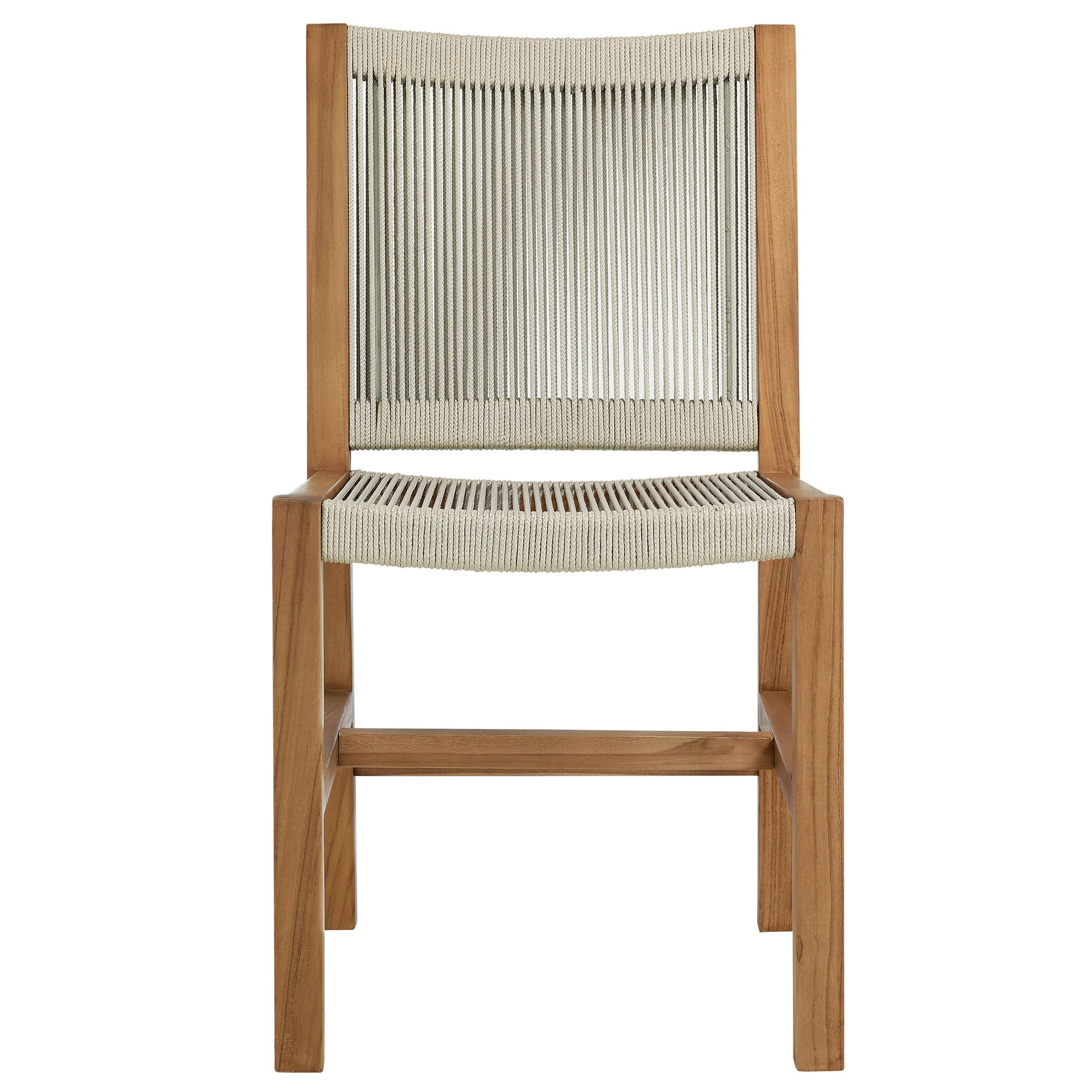 Vienna Outdoor Patio Teak and Rope Armless Dining Chairs Set of 2