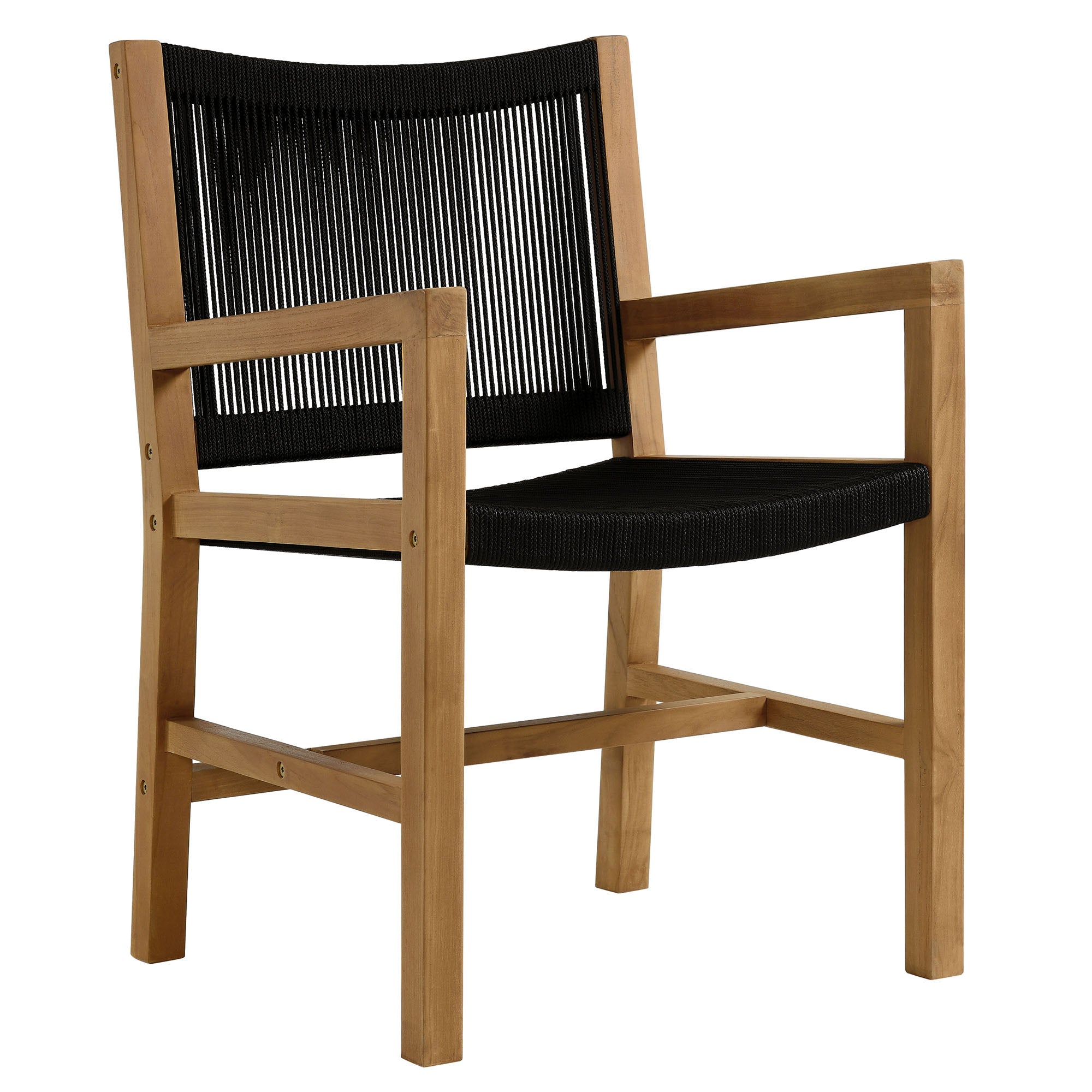 Vienna 3-Piece Outdoor Patio Teak and Rope Armchairs with Folding Side Table