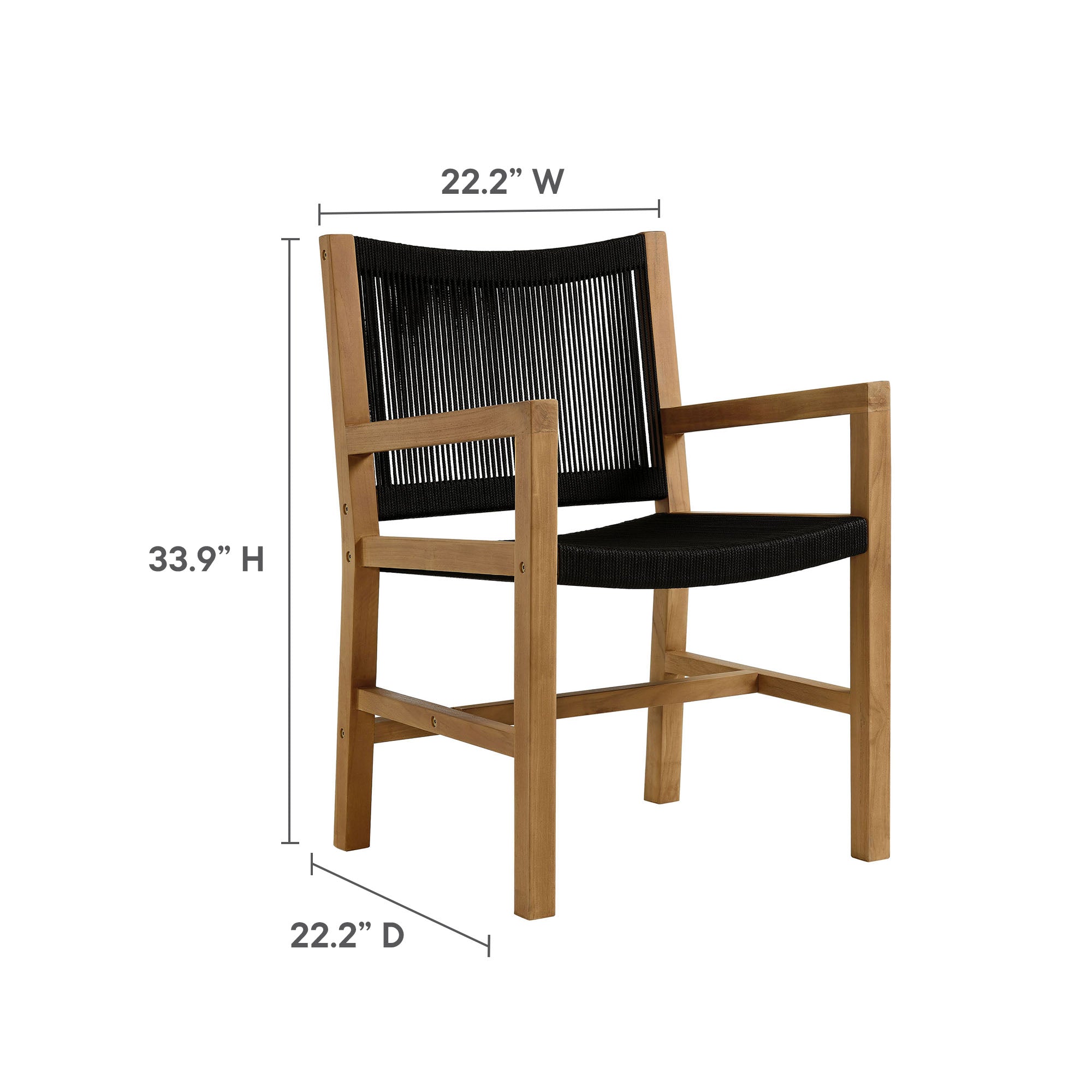 Vienna Outdoor Patio Teak and Rope Dining Armchairs Set of 2