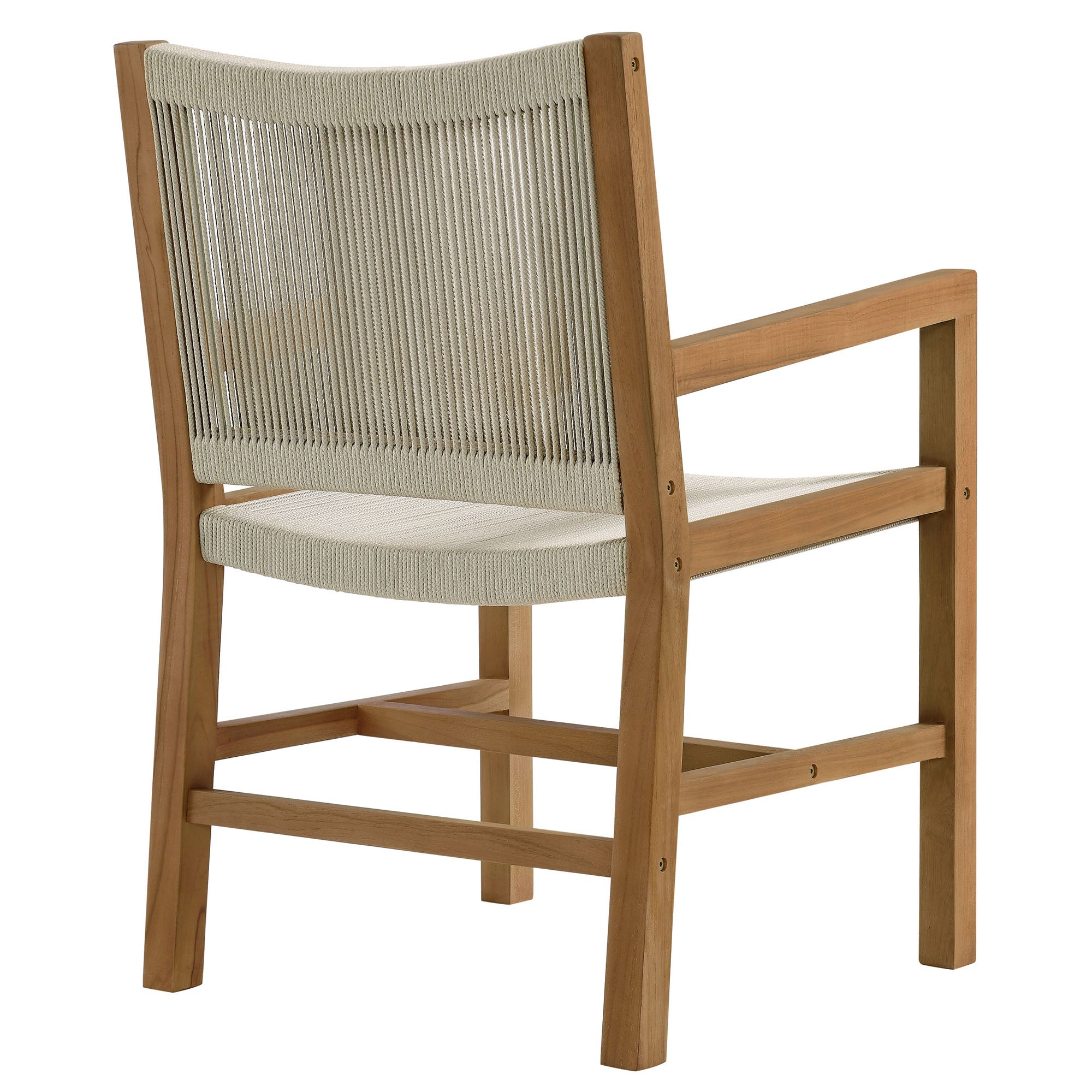 Vienna Outdoor Patio Teak and Rope Dining Armchairs Set of 2